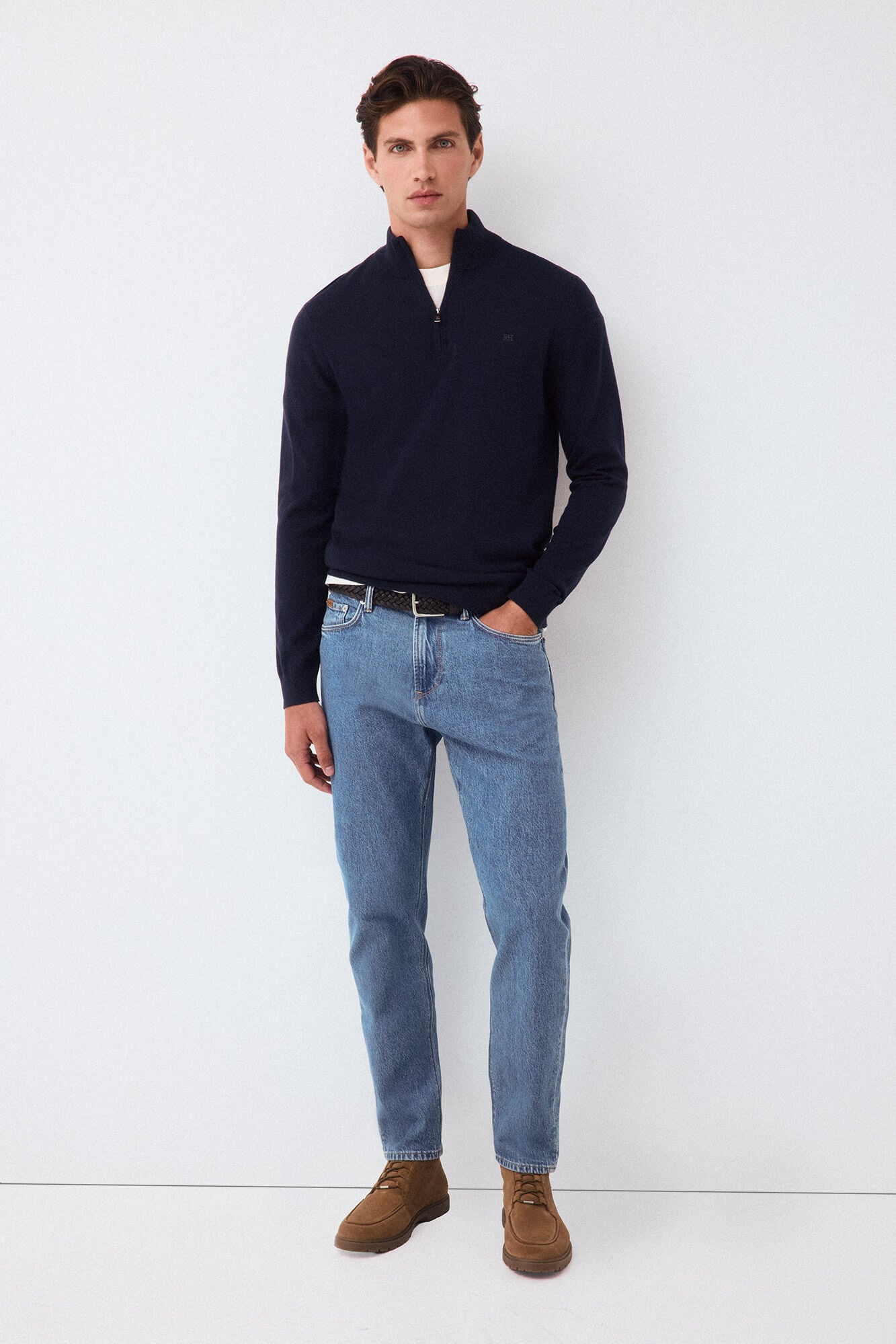 Pedro del Hierro Premium cotton silk cashmere knit jumper Blue