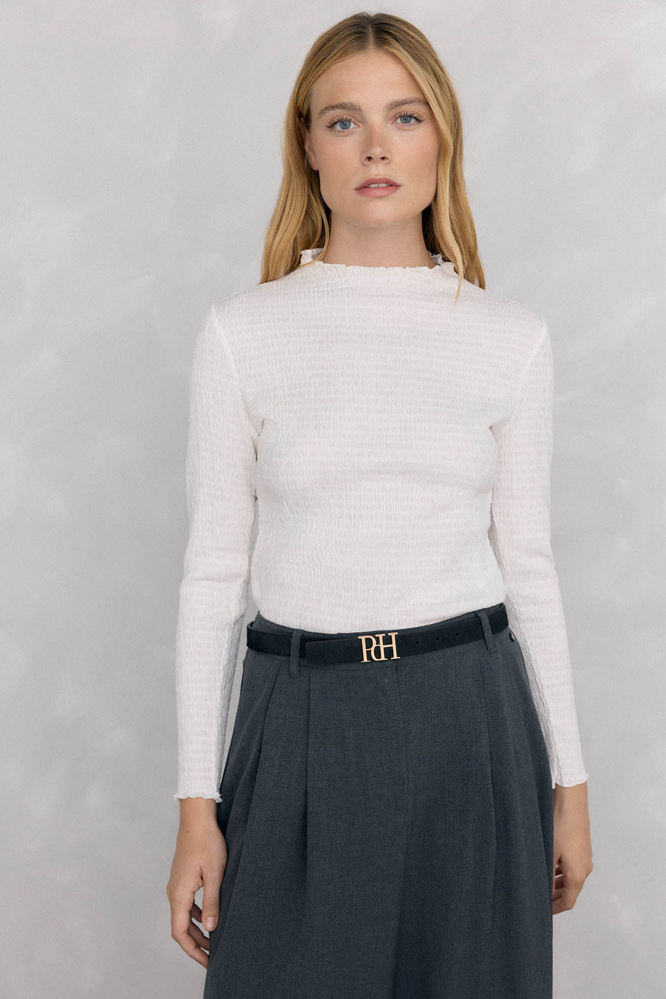 Pedro del Hierro Structured funnel neck t-shirt