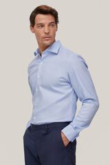 Pedro del Hierro Camisa vestir gemelos estructura lisa non iron + antimanchas Azul