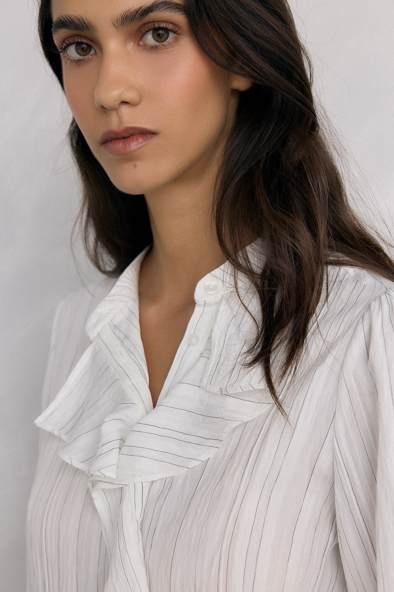 Pedro del Hierro Blusa riscas com folho