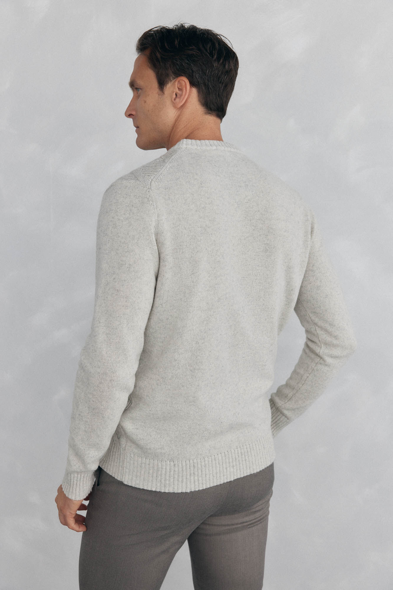 Pedro del Hierro round neck diamond-shaped sweater Grey
