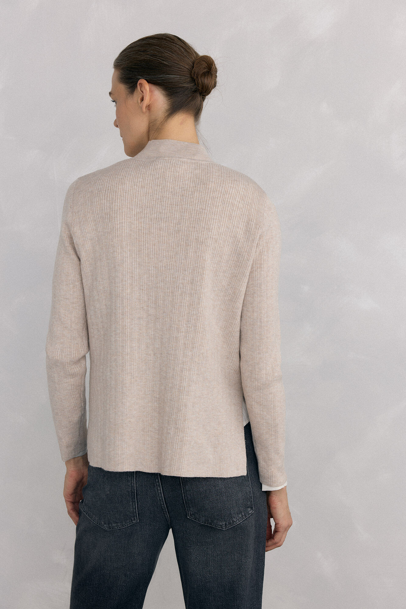 Pedro del Hierro Jersey efecto plisado canal&eacute; Ecru