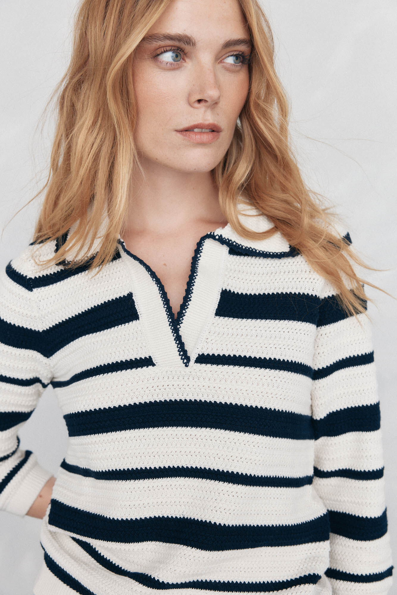 Pedro del Hierro Structured striped shirt jersey-knit top
