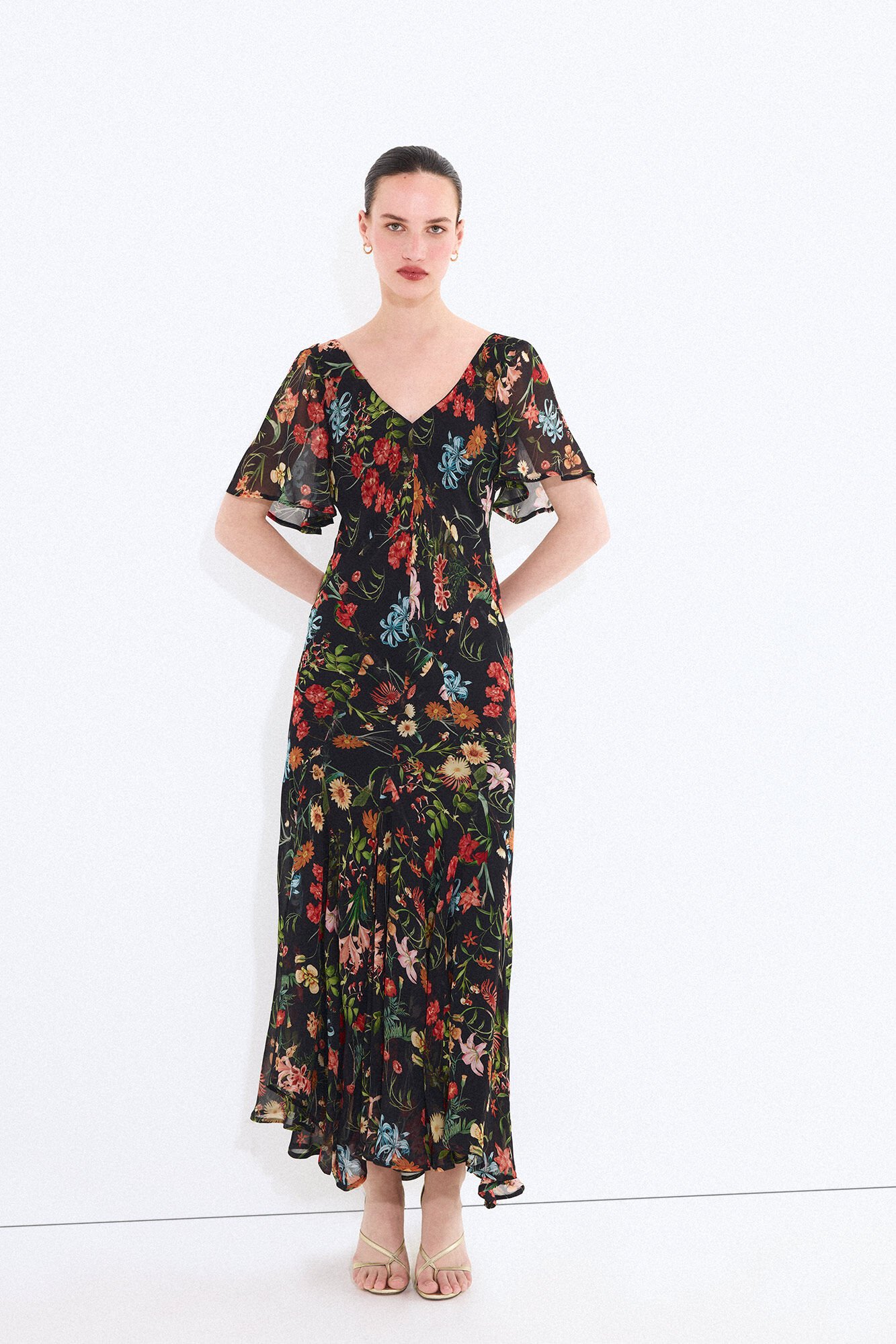 Pedro del Hierro Vestido largo estampado cortes Azul