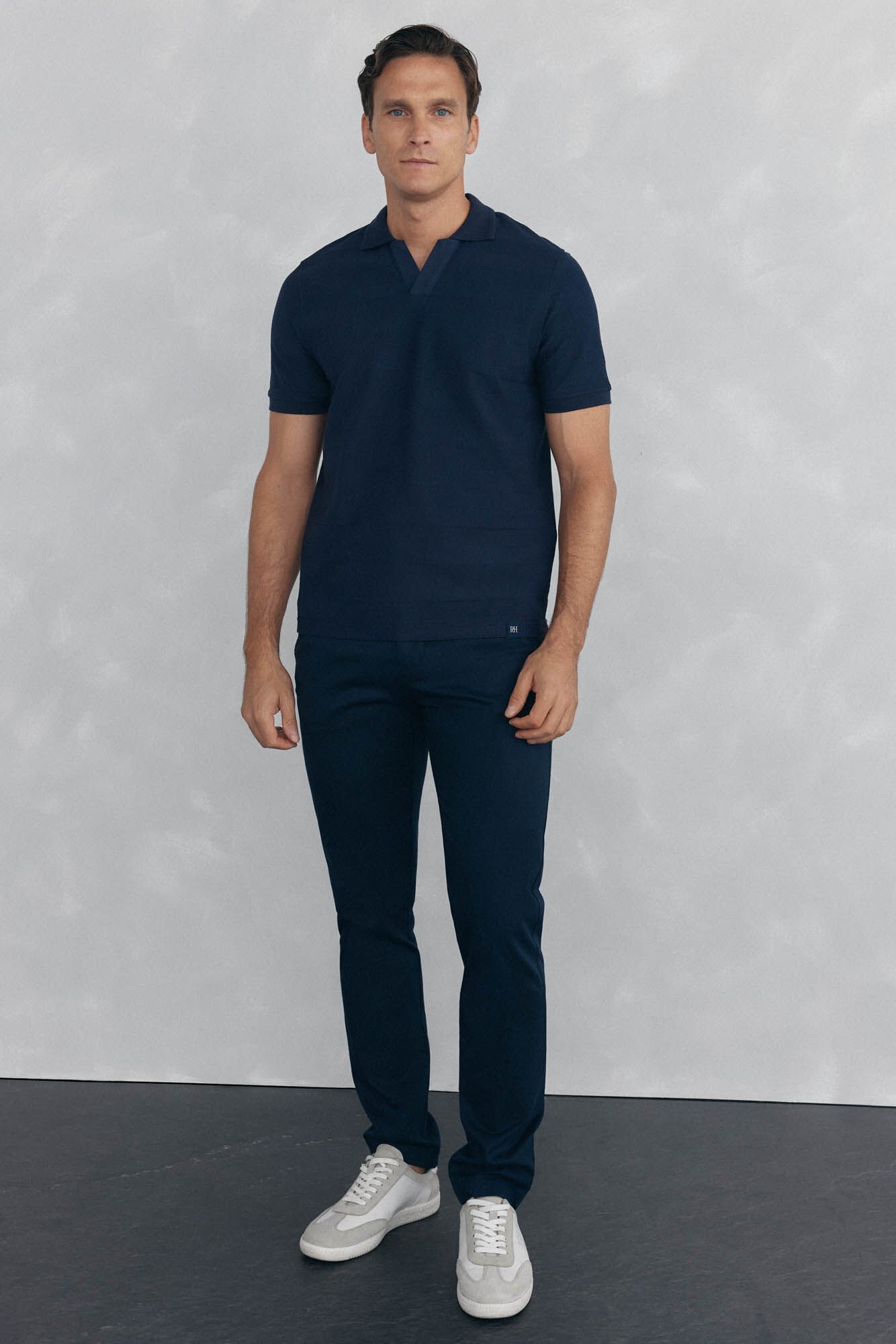 Pedro del Hierro Jacquard textured polo shirt Blue