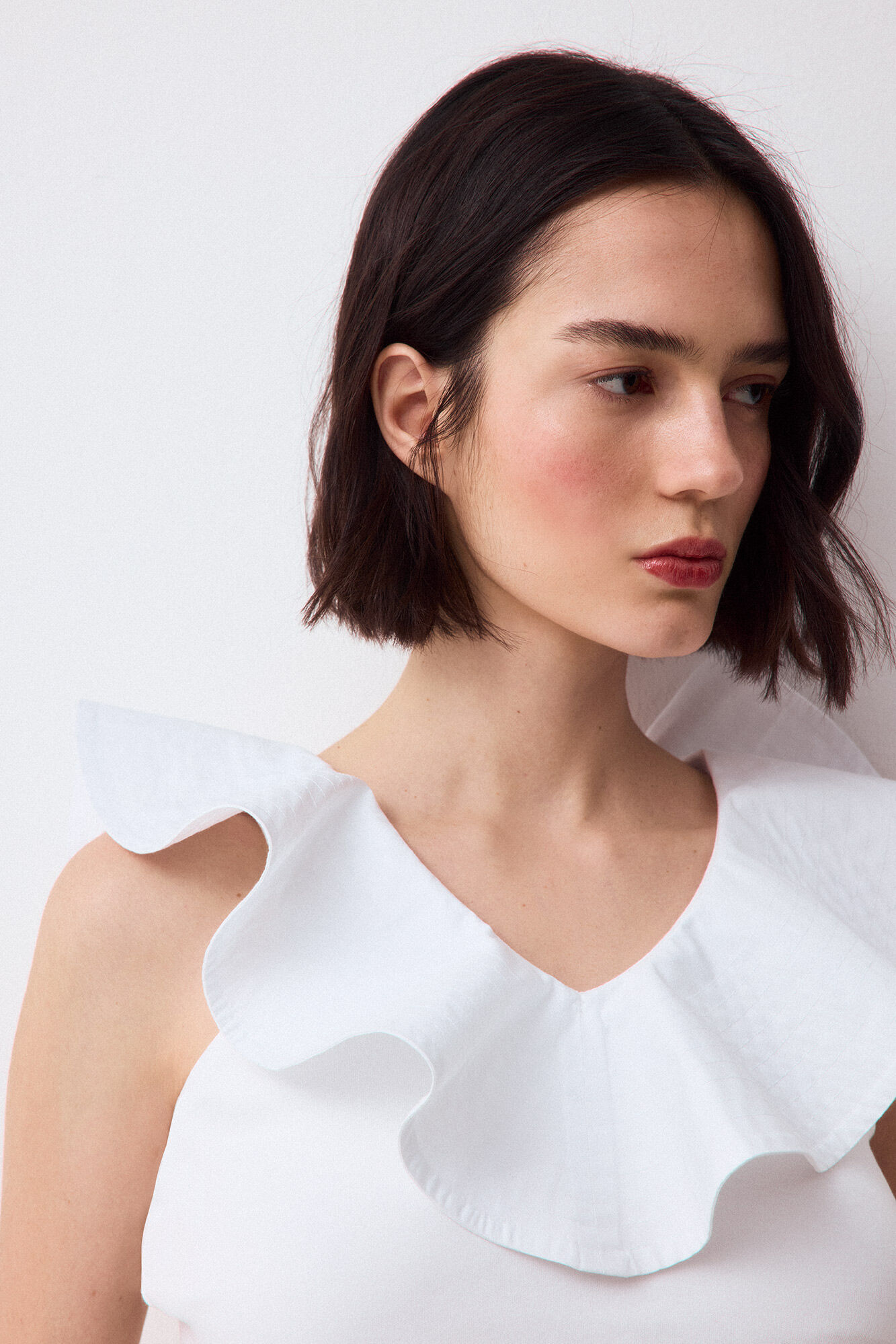 Pedro del Hierro Top com folhos em popelina Branco