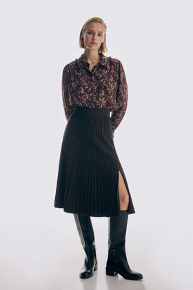 Pedro del Hierro Two-tone pleated jersey-knit skirt Brown