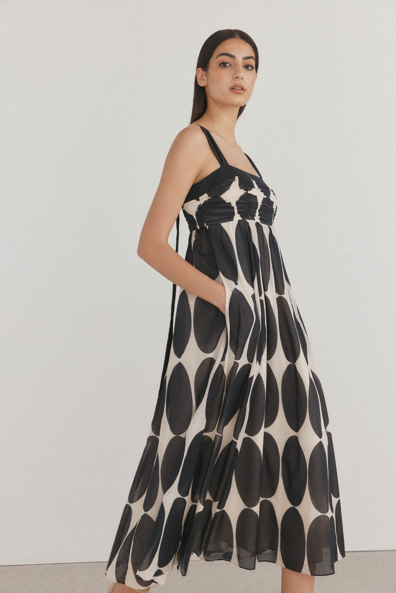 Pedro del Hierro Vestido com estampado contrastante Marfim