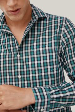 Pedro del Hierro Non-iron gingham shirt with a soft finish Green