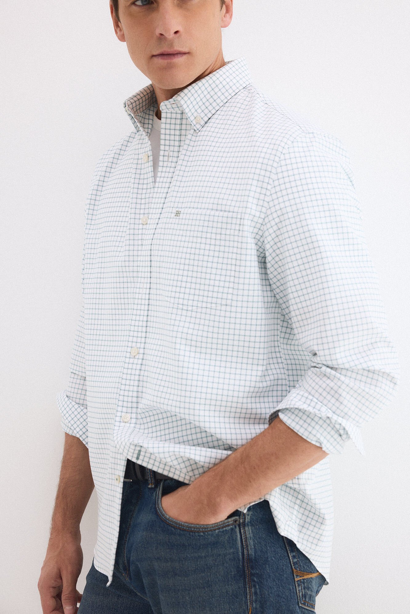 Pedro del Hierro Oxford non-iron plaid shirt