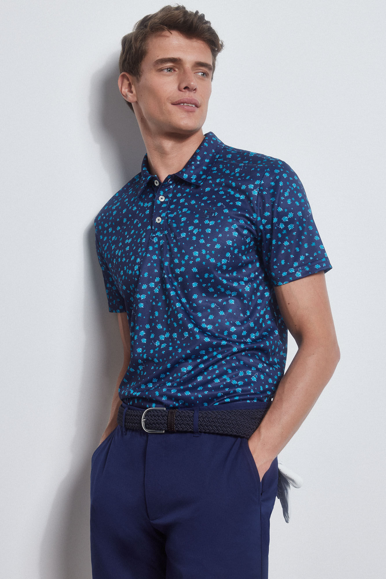 Pedro del Hierro GOLF printed technical polo shirt Blue