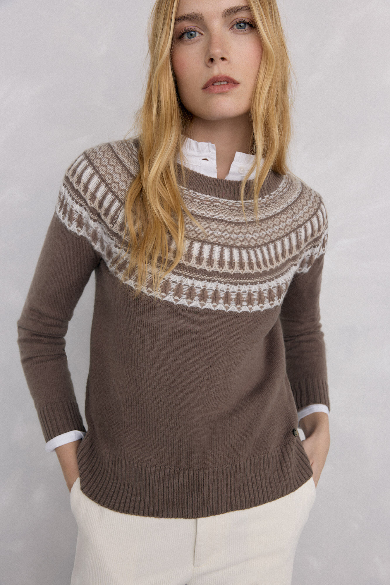 Pedro del Hierro Geometric jacquard sweater