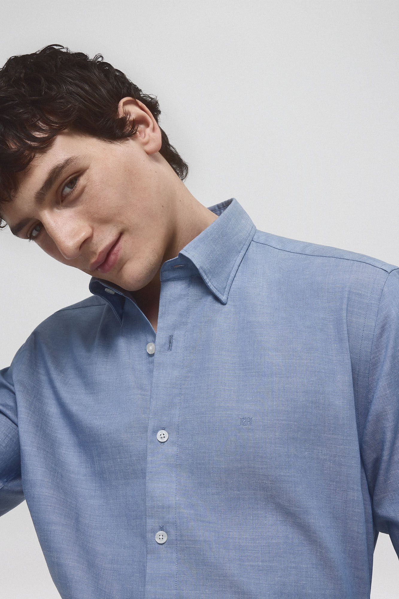 Pedro del Hierro Striped ramie cotton shirt Blue