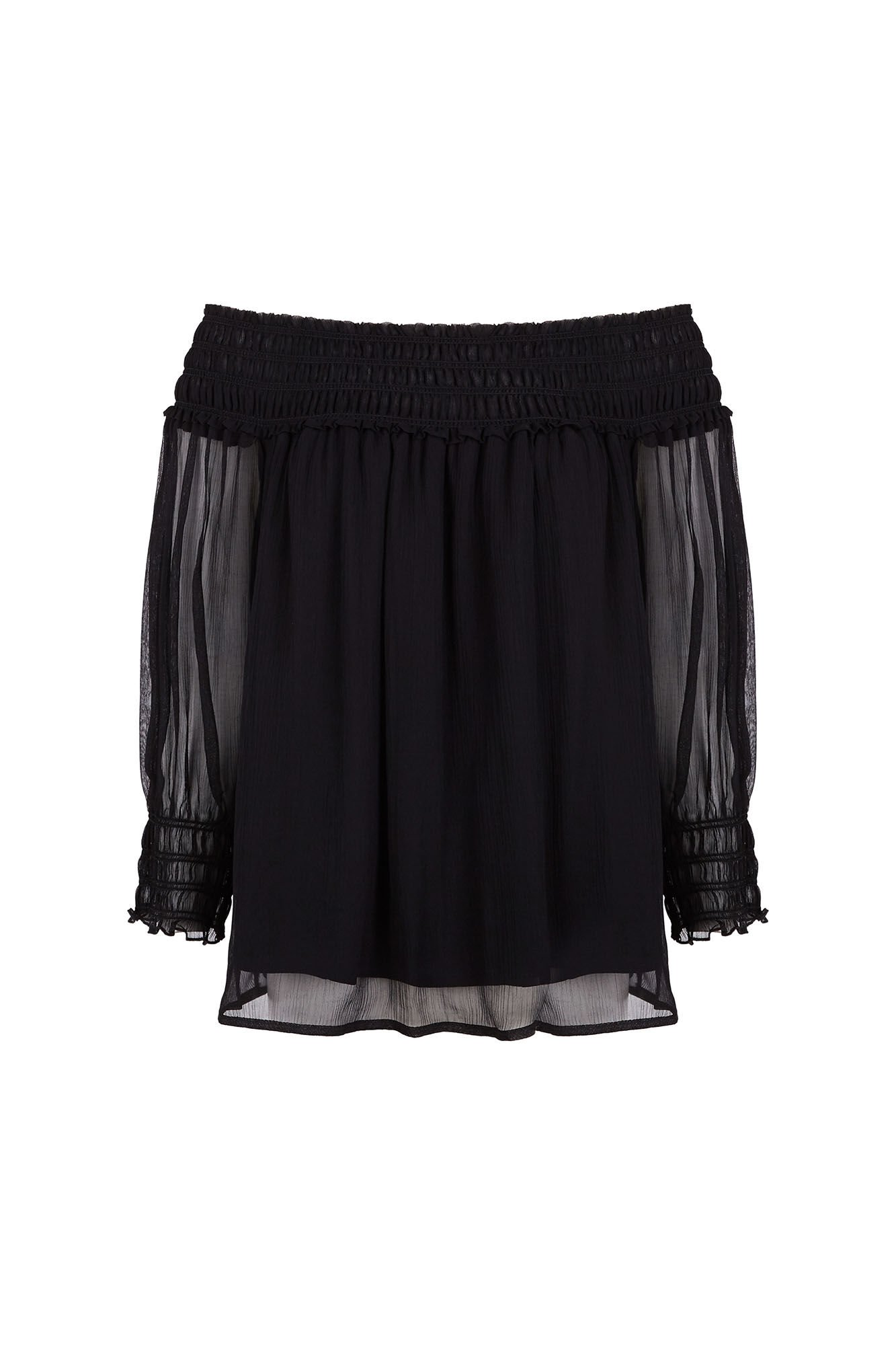 Pedro del Hierro Gummed chiffon blouse Black