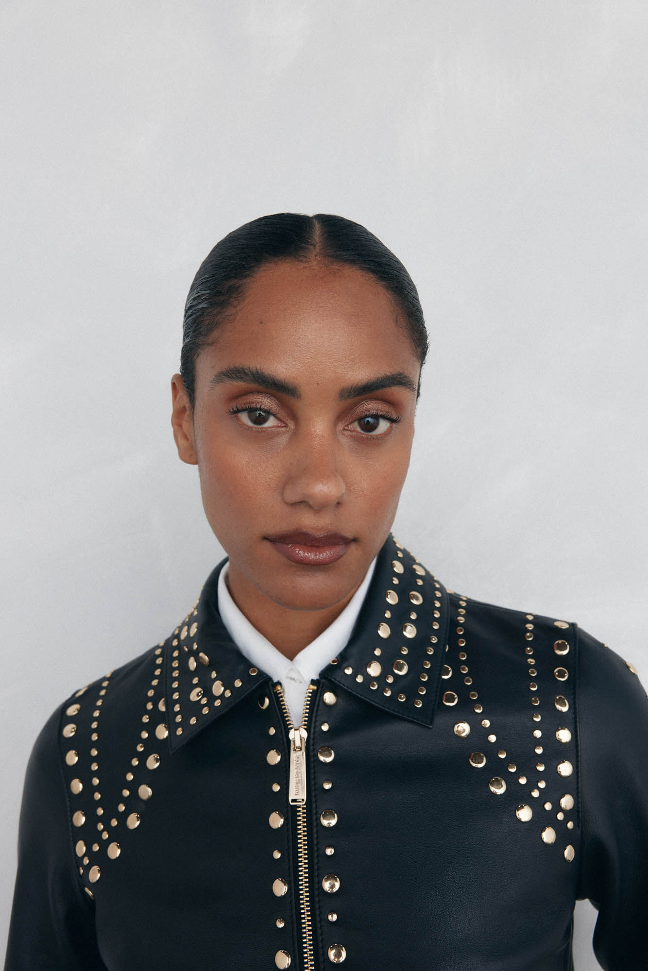 Pedro del Hierro Jaqueta de couro napa e tachas