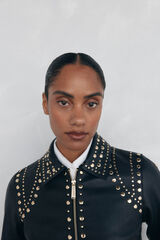 Pedro del Hierro Jaqueta de couro napa e tachas Preto