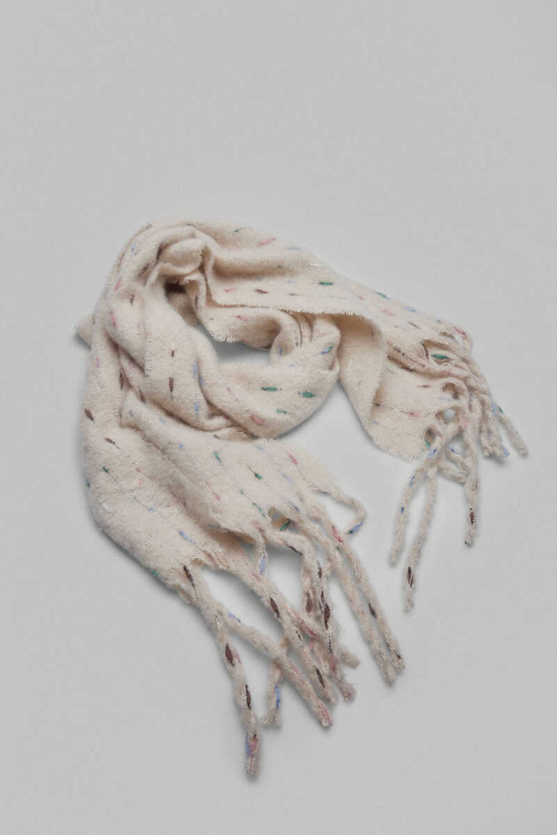 Pedro del Hierro Mohair-feel scarf with multicoloured details Brown