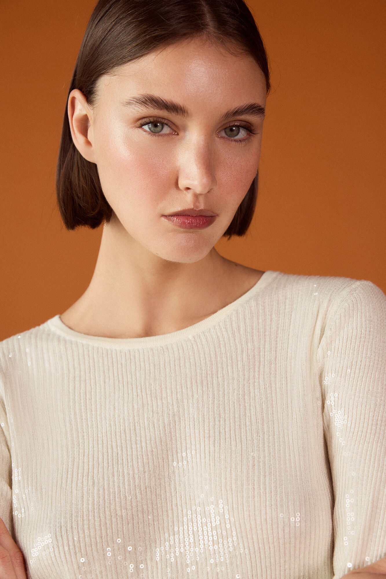 TFP by Tamara Falc&oacute; Sheer sequin jumper Ecru