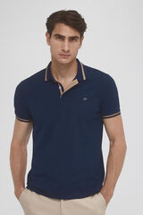 Pedro del Hierro Piqué tipped polo shirt Blue