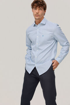 Pedro del Hierro Non-iron gingham shirt with a soft finish Blue