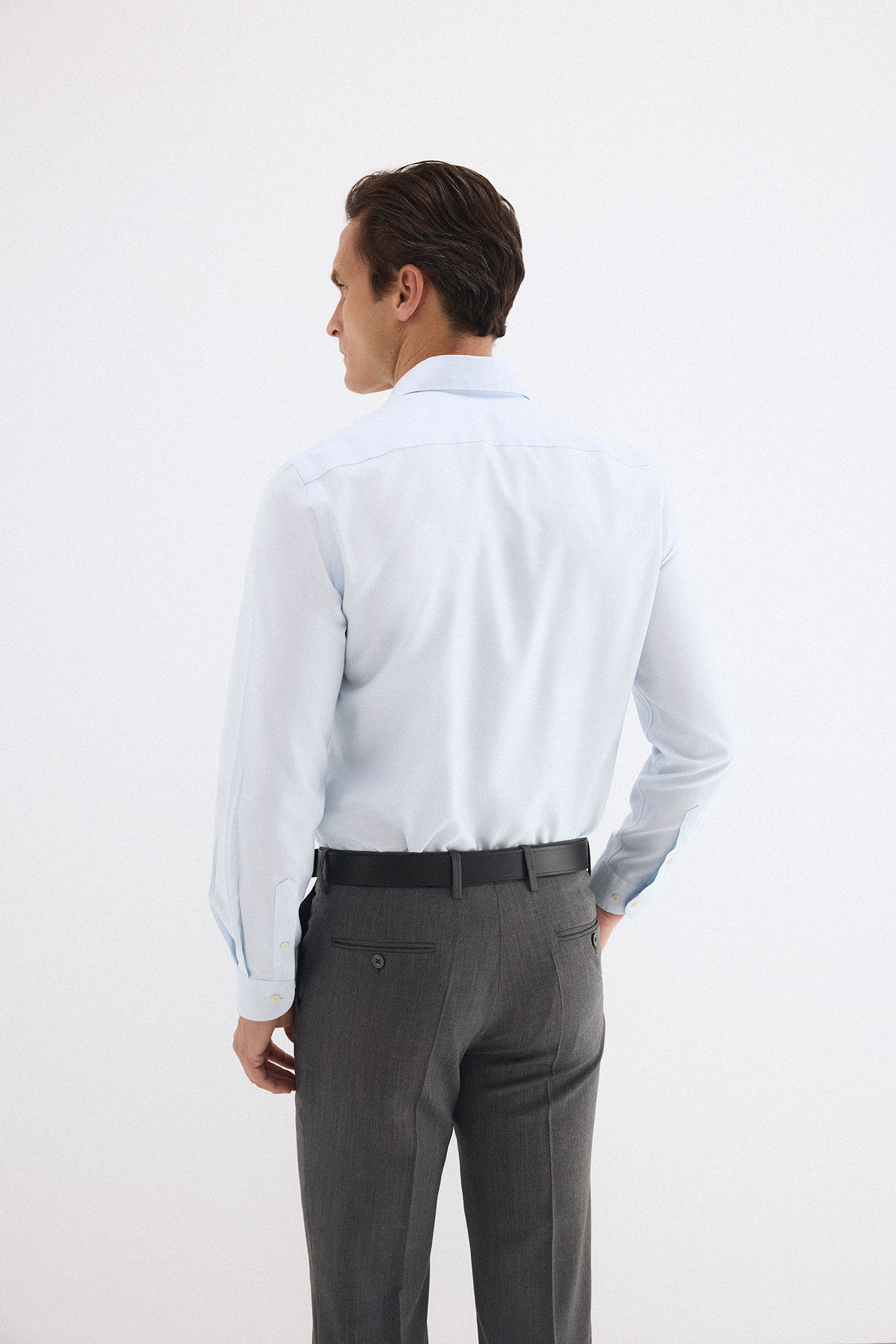 Pedro del Hierro Plain non-iron stain-resistant slim fit dress shirt Blue