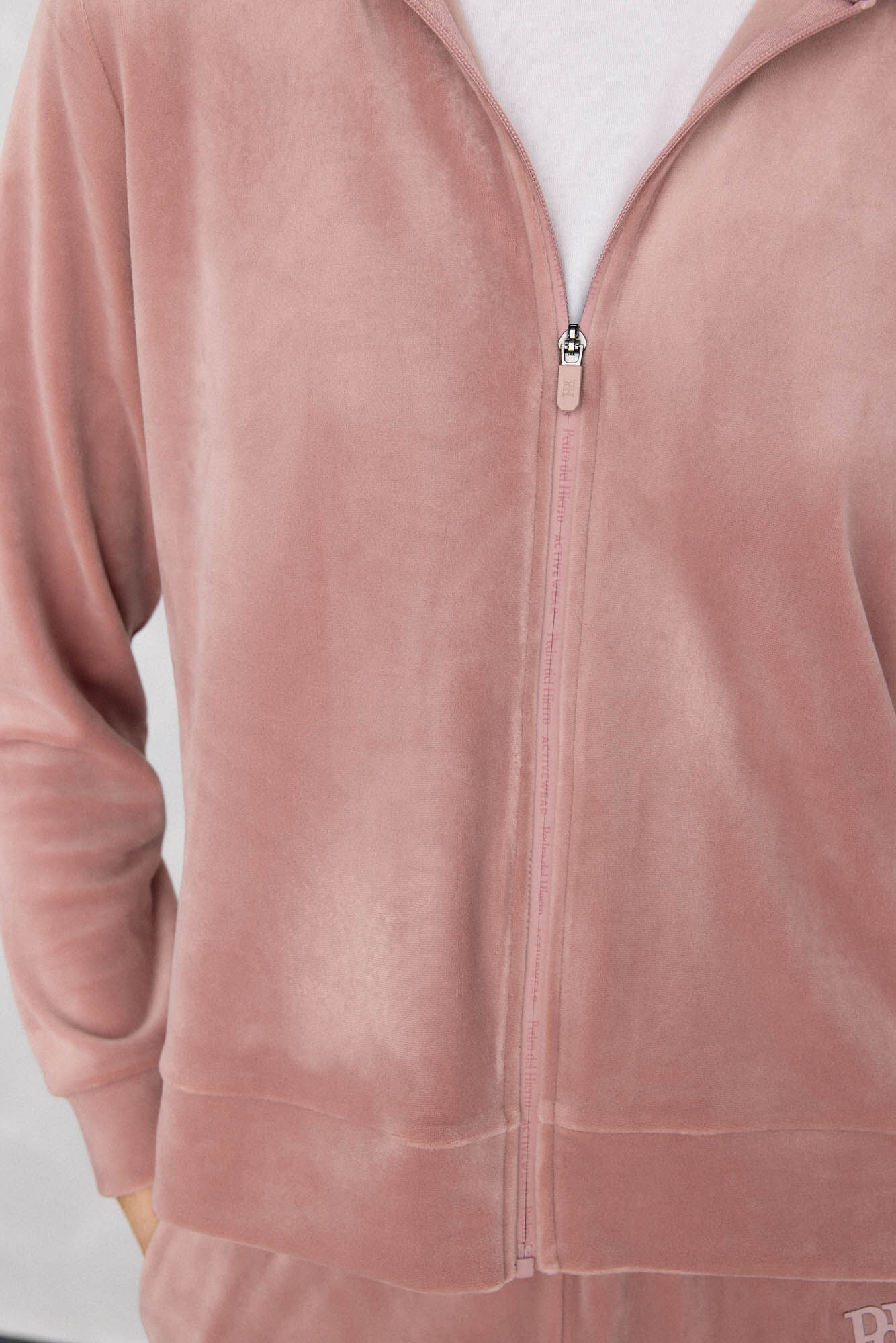 Pedro del Hierro velvet hood activewear sweatshirt Pink