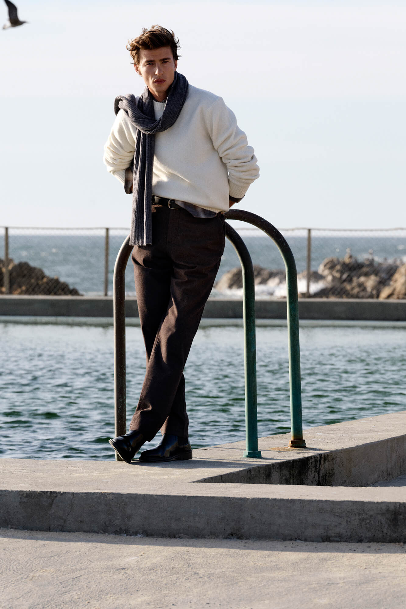 Pedro del Hierro Structured wool round neck sweater