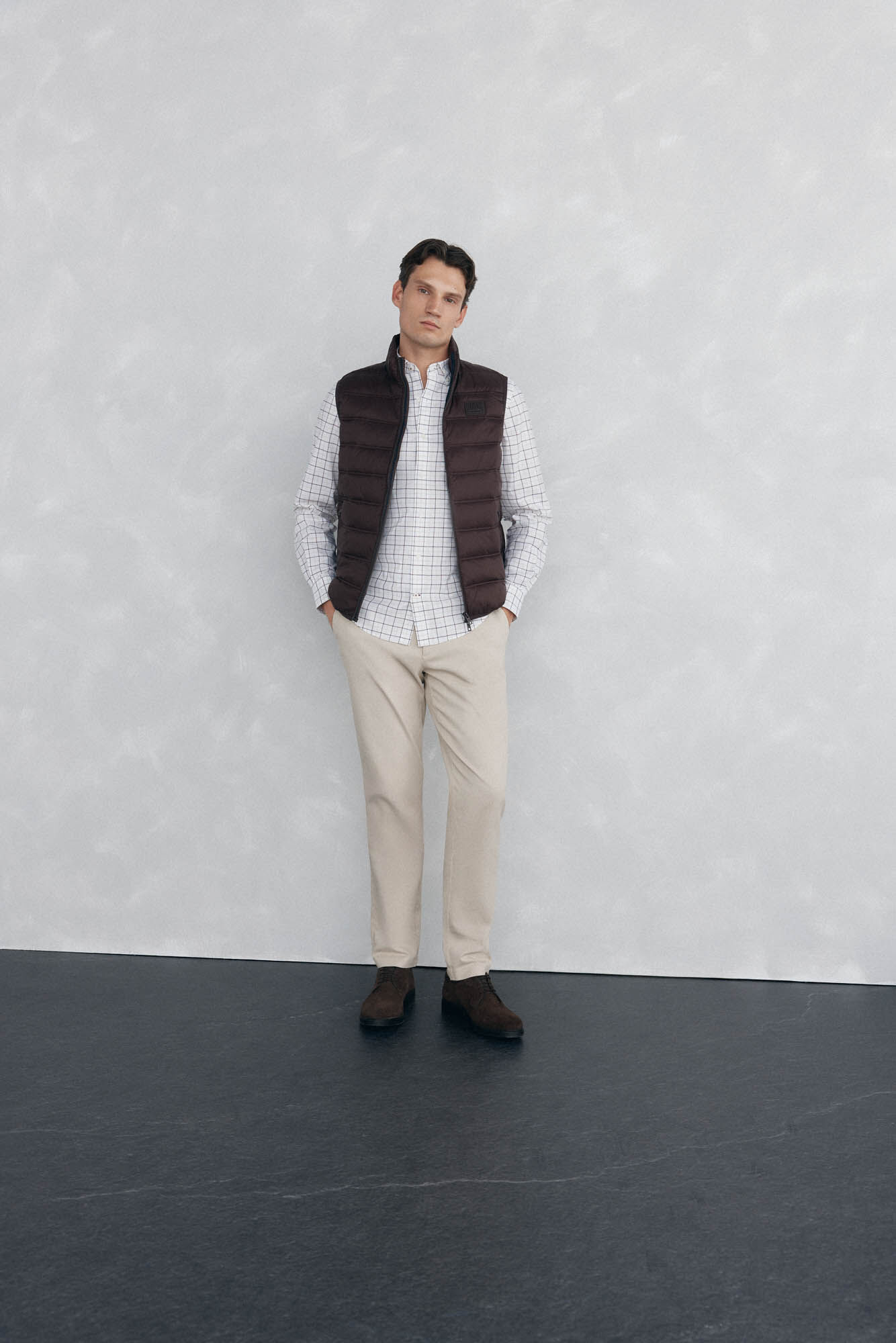 Pedro del Hierro Checked non-iron Oxford shirt Burgundy