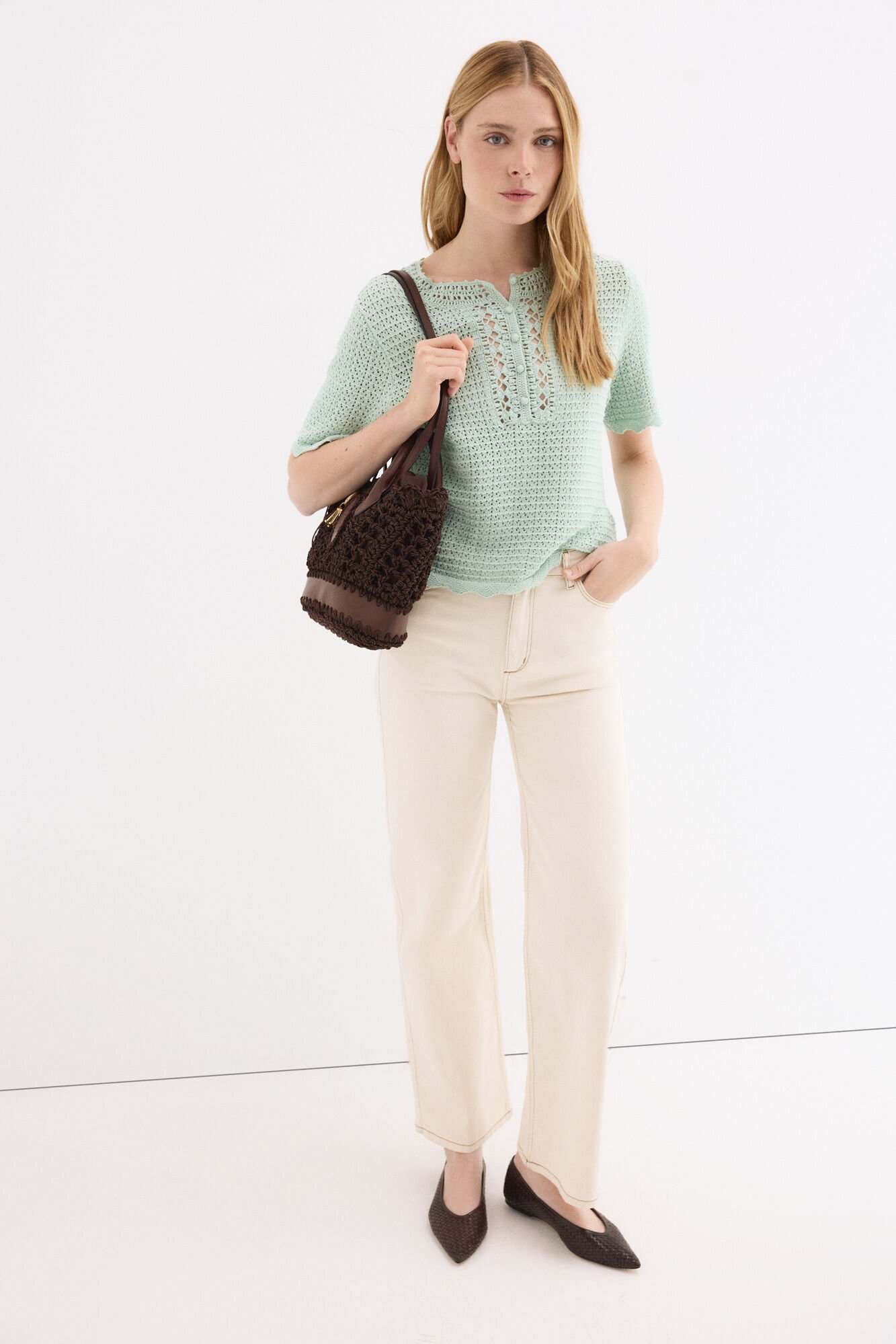 Pedro del Hierro Crochet knit top Turquoise