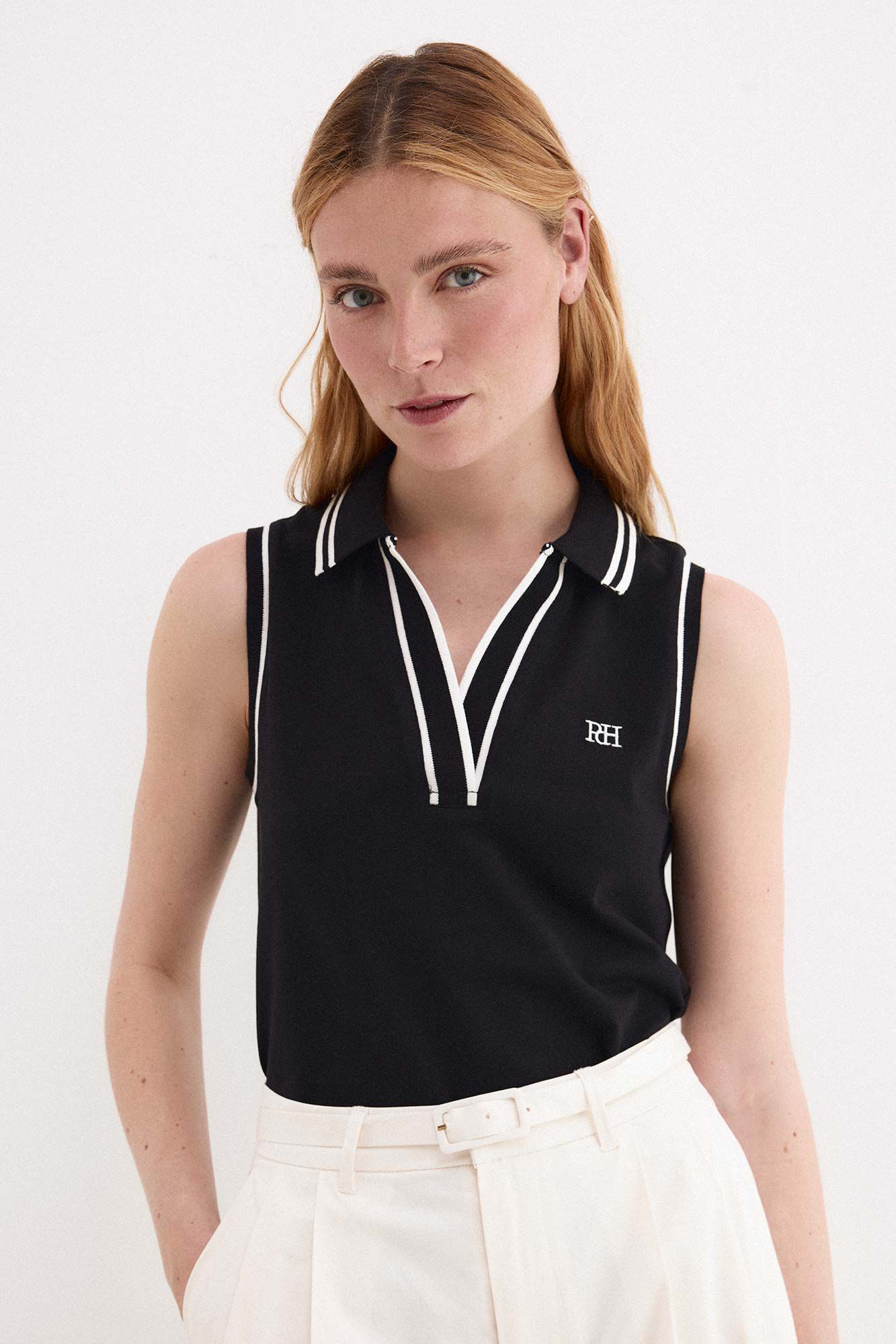 Pedro del Hierro Sleeveless contrast polo shirt