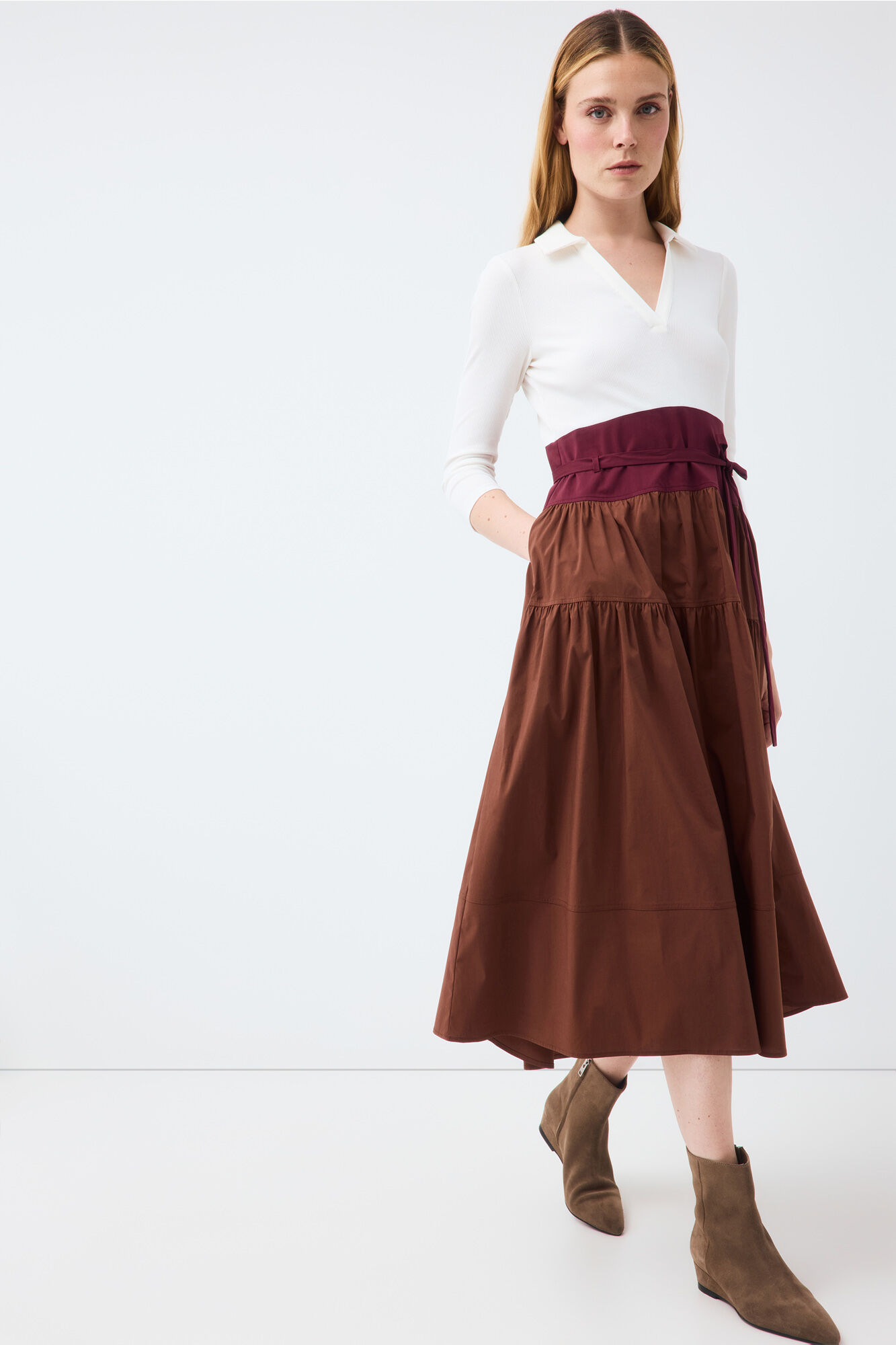 Pedro del Hierro Vestido combinado manga tr&ecirc;s quartos