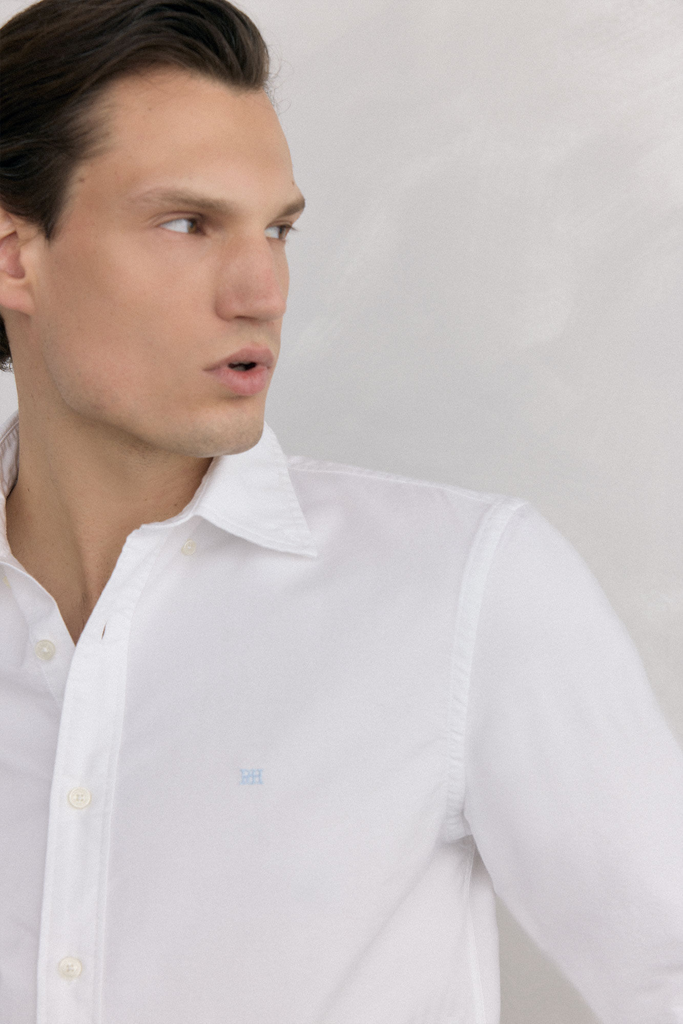 Pedro del Hierro Camisa ic&oacute;nica em oxford lisa Branco