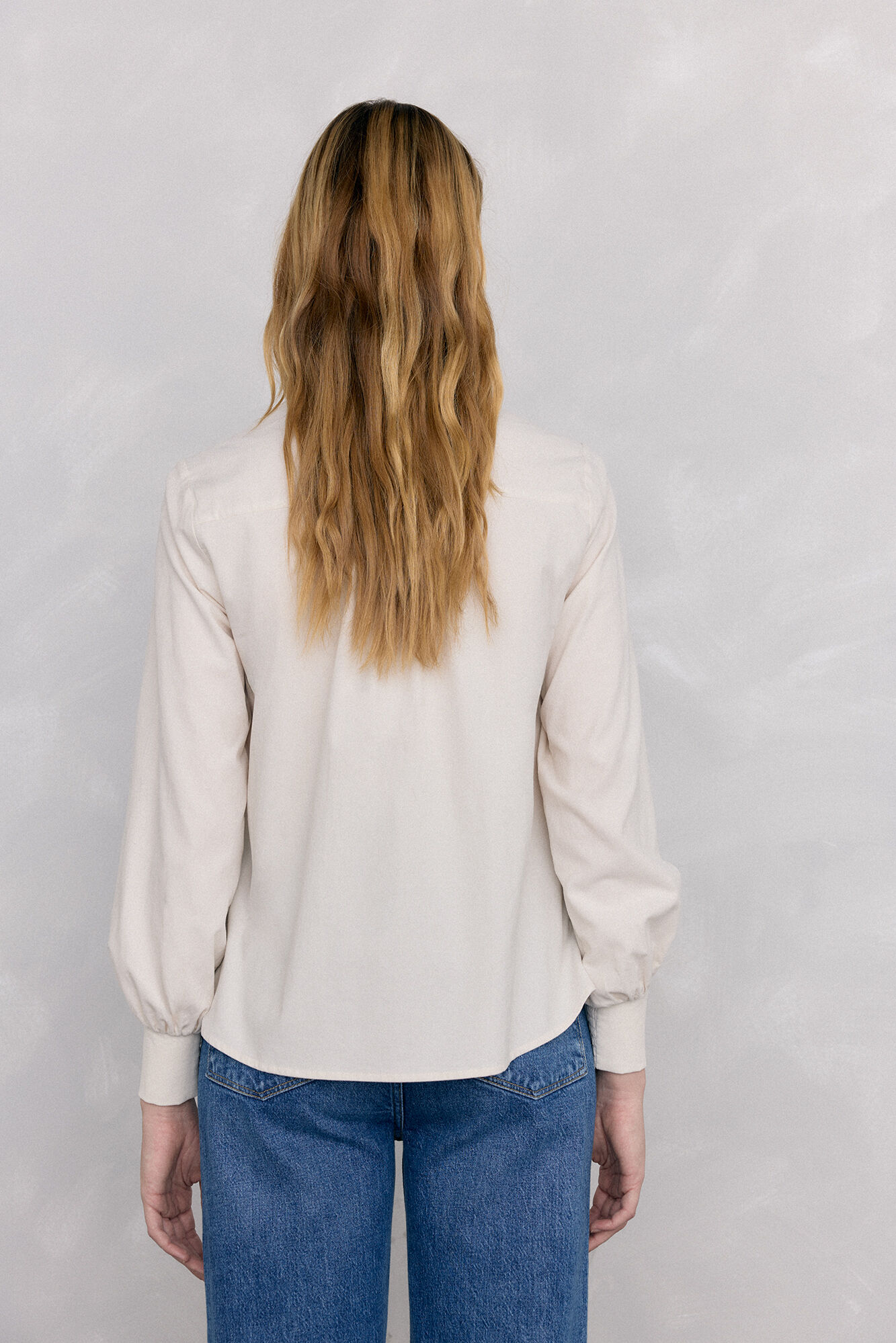 Pedro del Hierro Camisa em bombazina Ecru