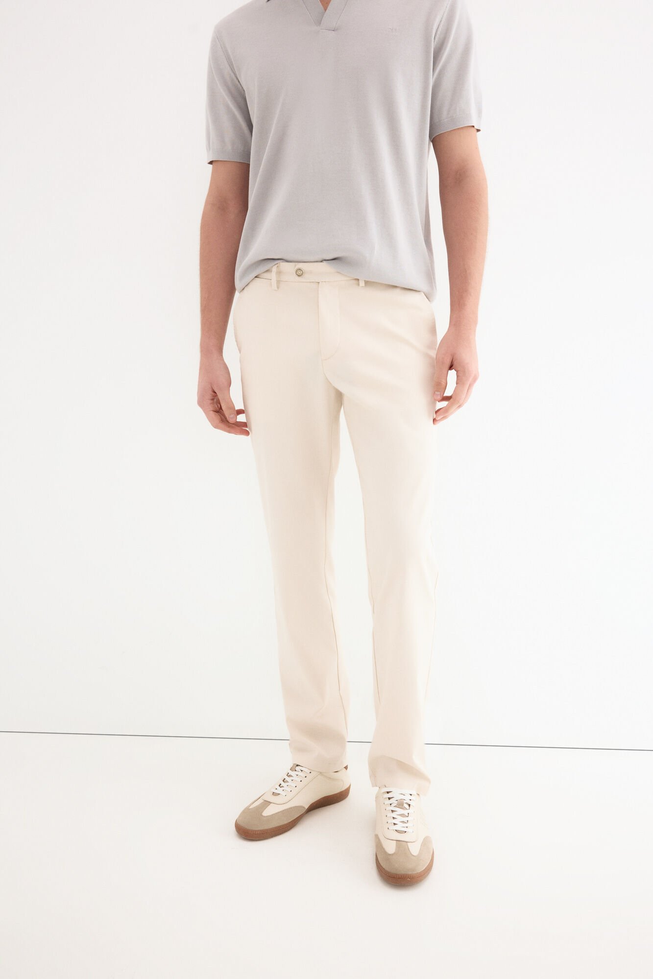 Pedro del Hierro Regular fit dobby structure trousers Ecru