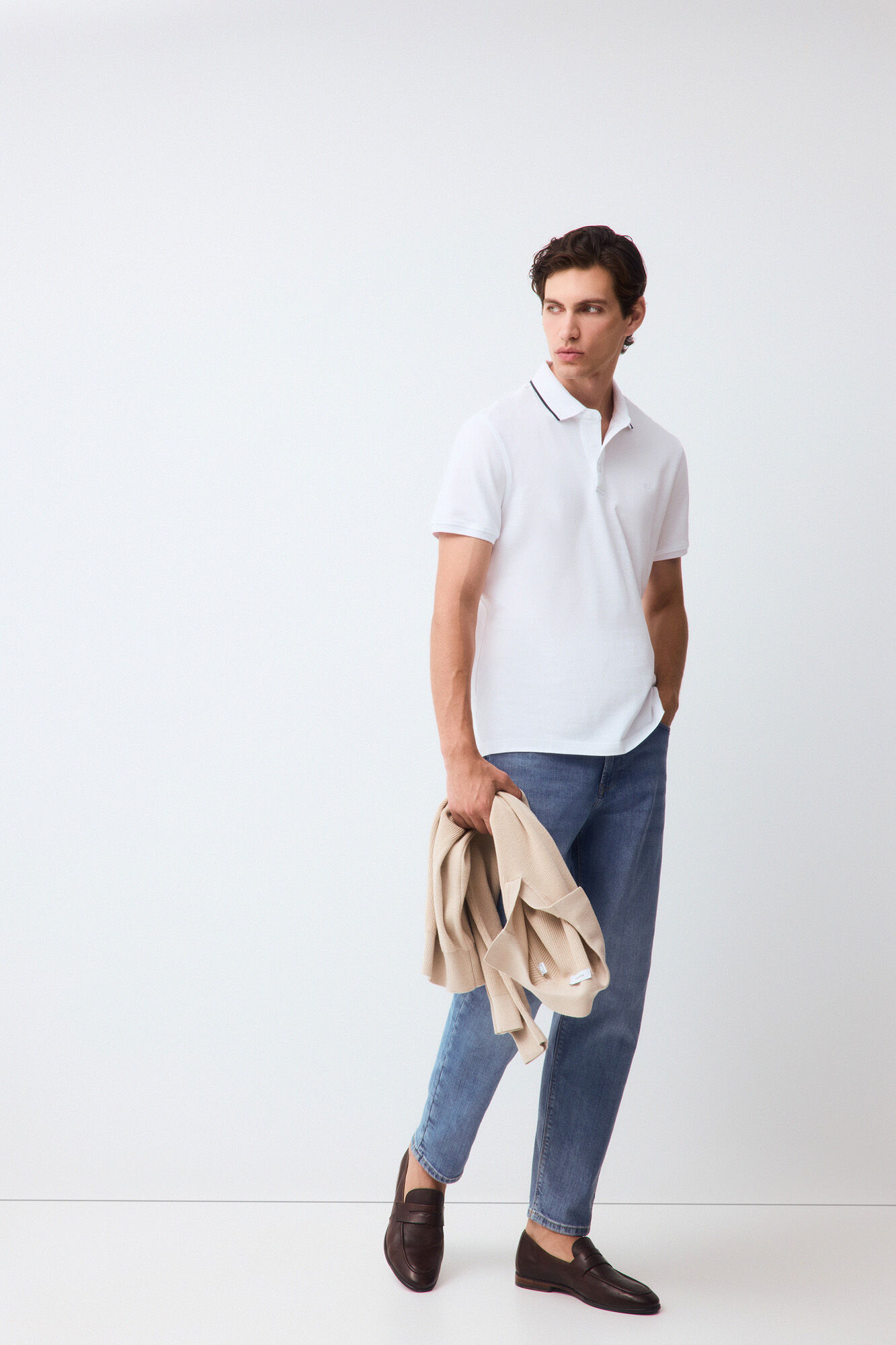 Pedro del Hierro Fancy collared polo shirt White
