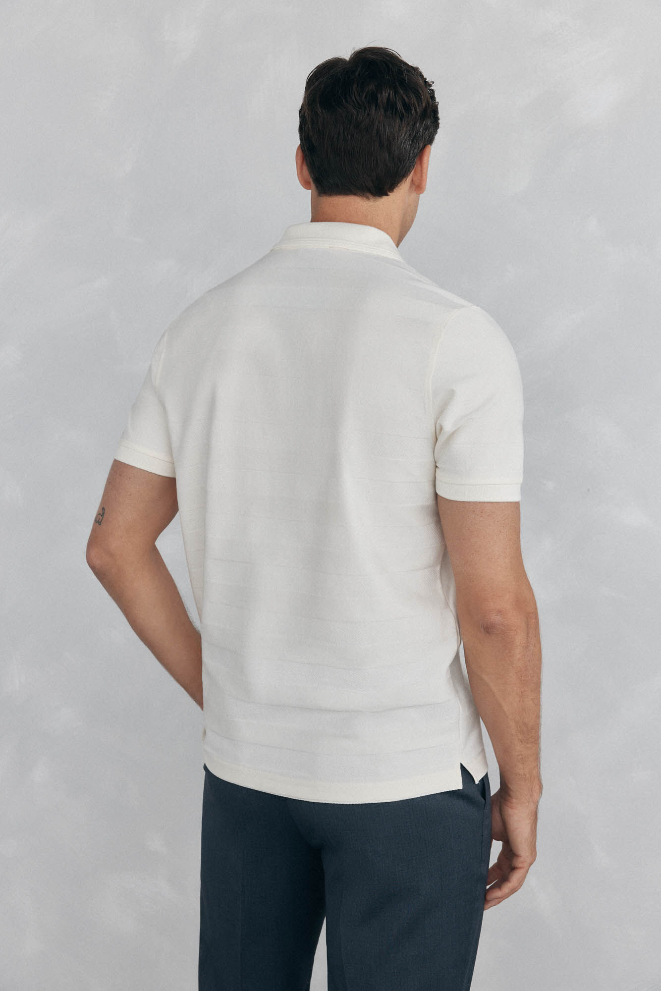 Pedro del Hierro Jacquard textured polo shirt Ecru