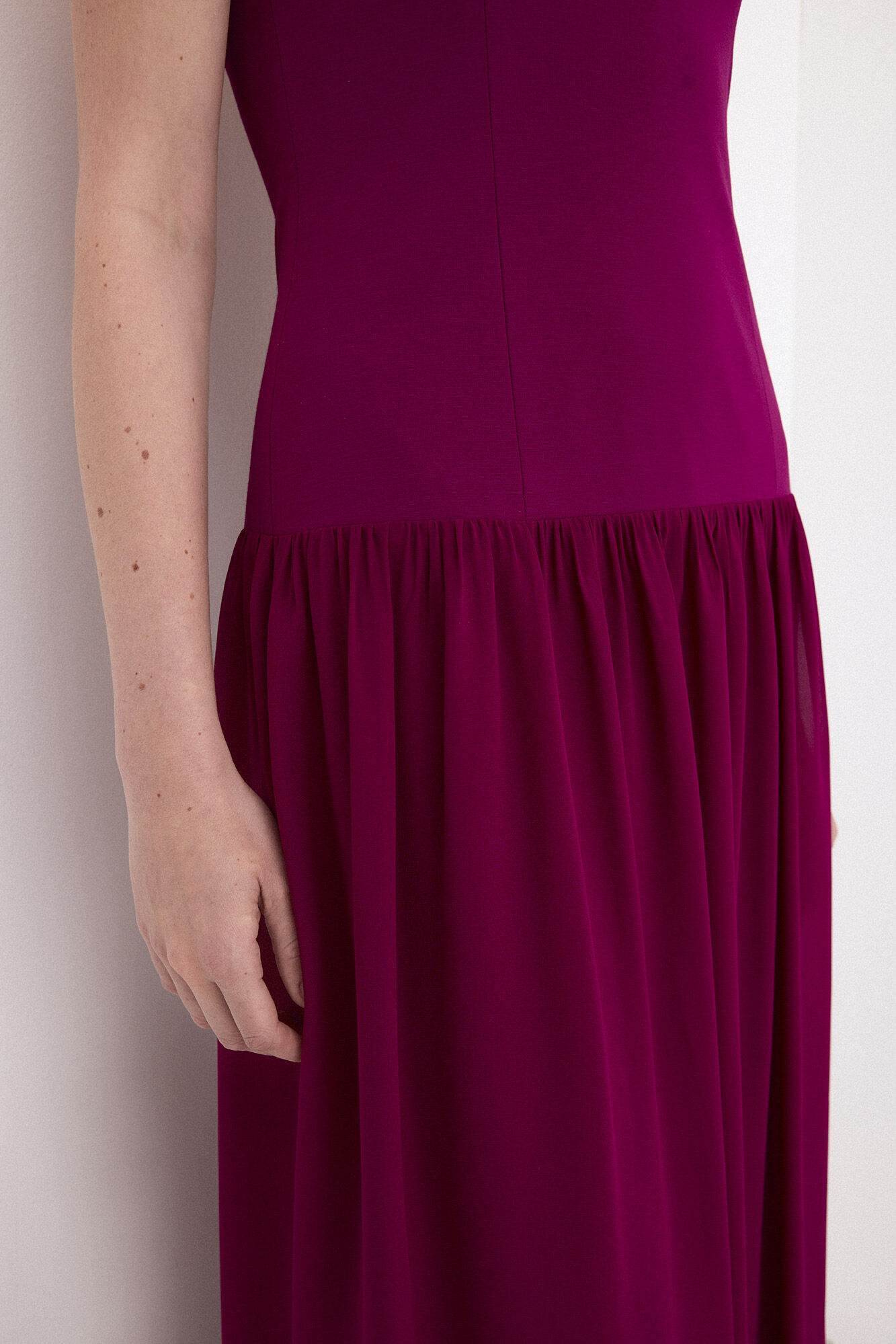 Pedro del Hierro Strapless dress with cape detail Purple