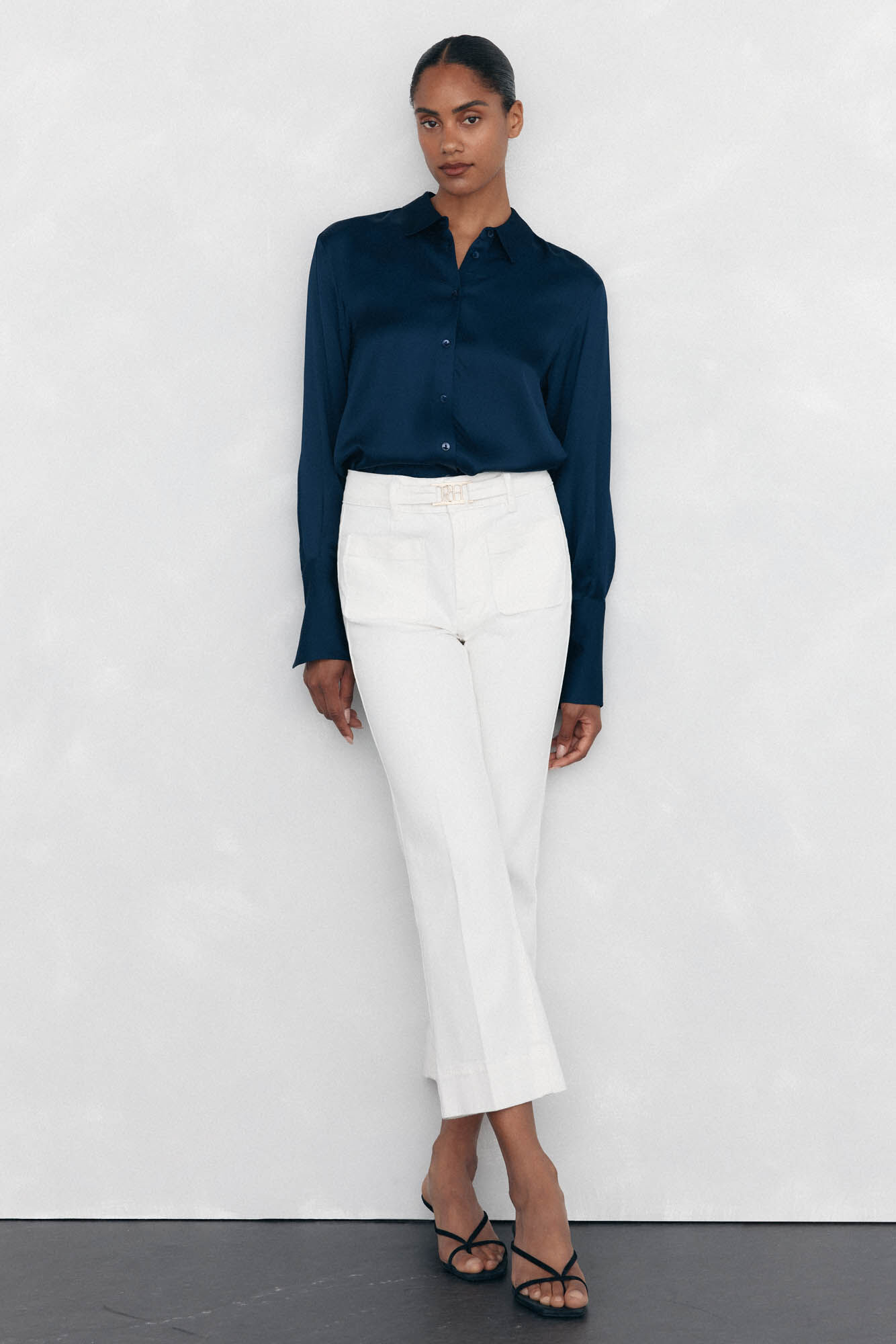 Pedro del Hierro Camisa sat&eacute;n lisa Azul