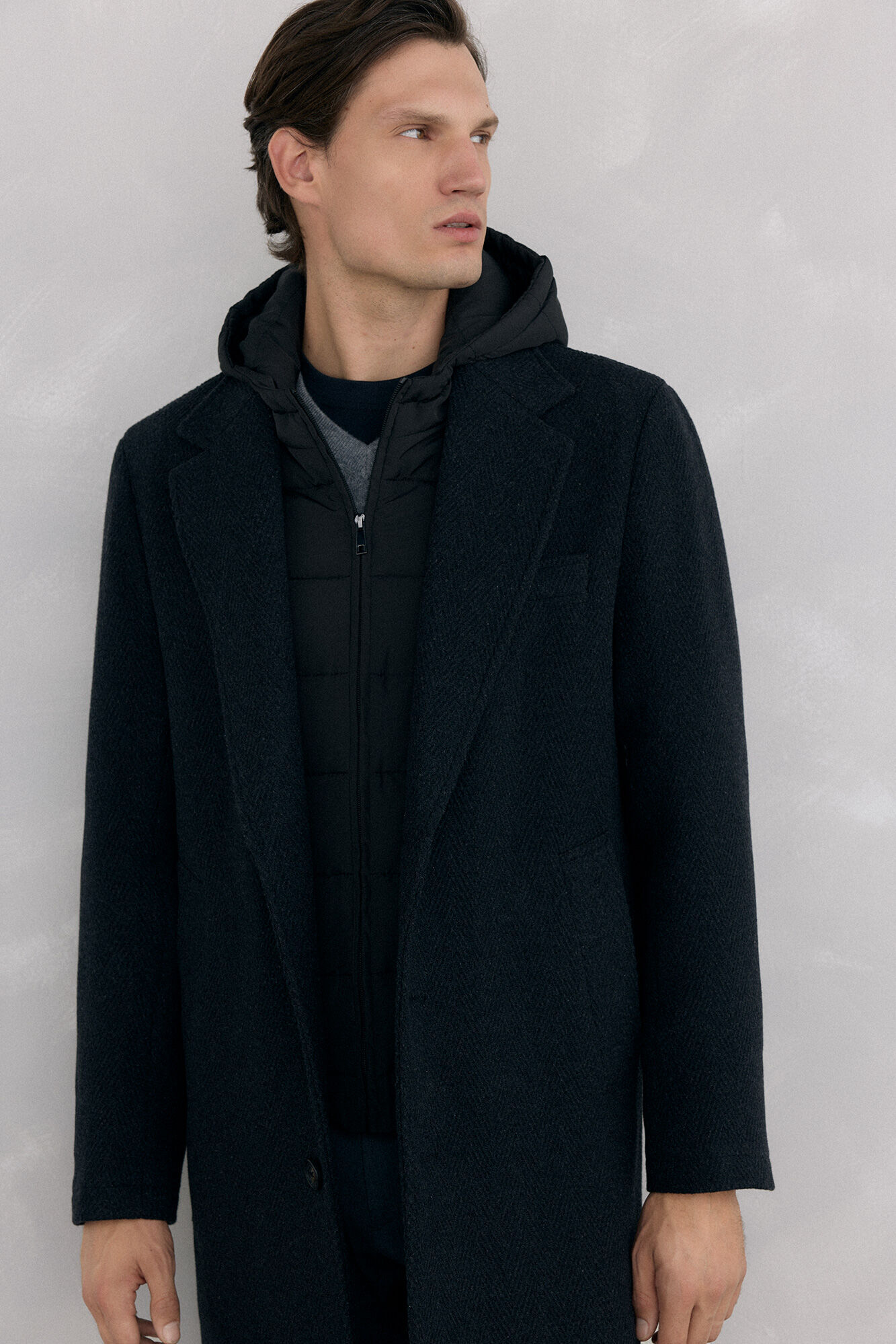 Pedro del Hierro Sobretudo azul espiga com vistas remov&iacute;veis  Azul