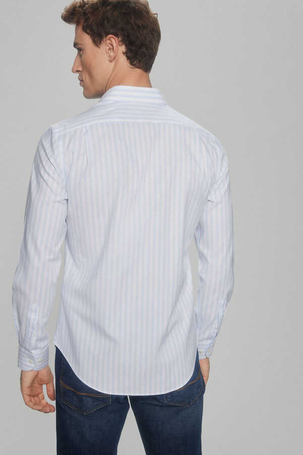 Pedro del Hierro Slim fit non-iron + stain-resistant ottoman dress shirt Blue