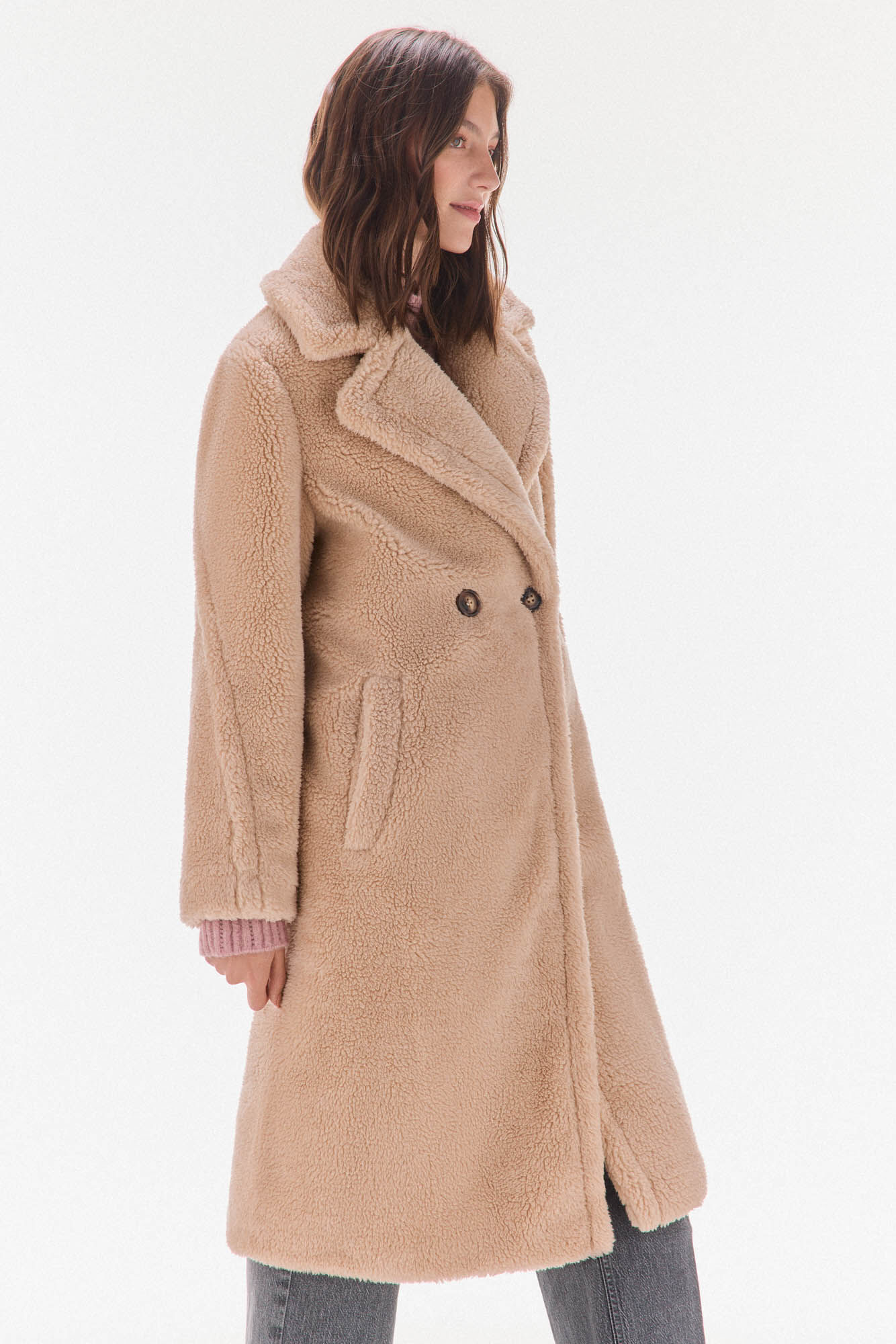 TFP by Tamara Falc&oacute; Teddy-effect coat Ecru