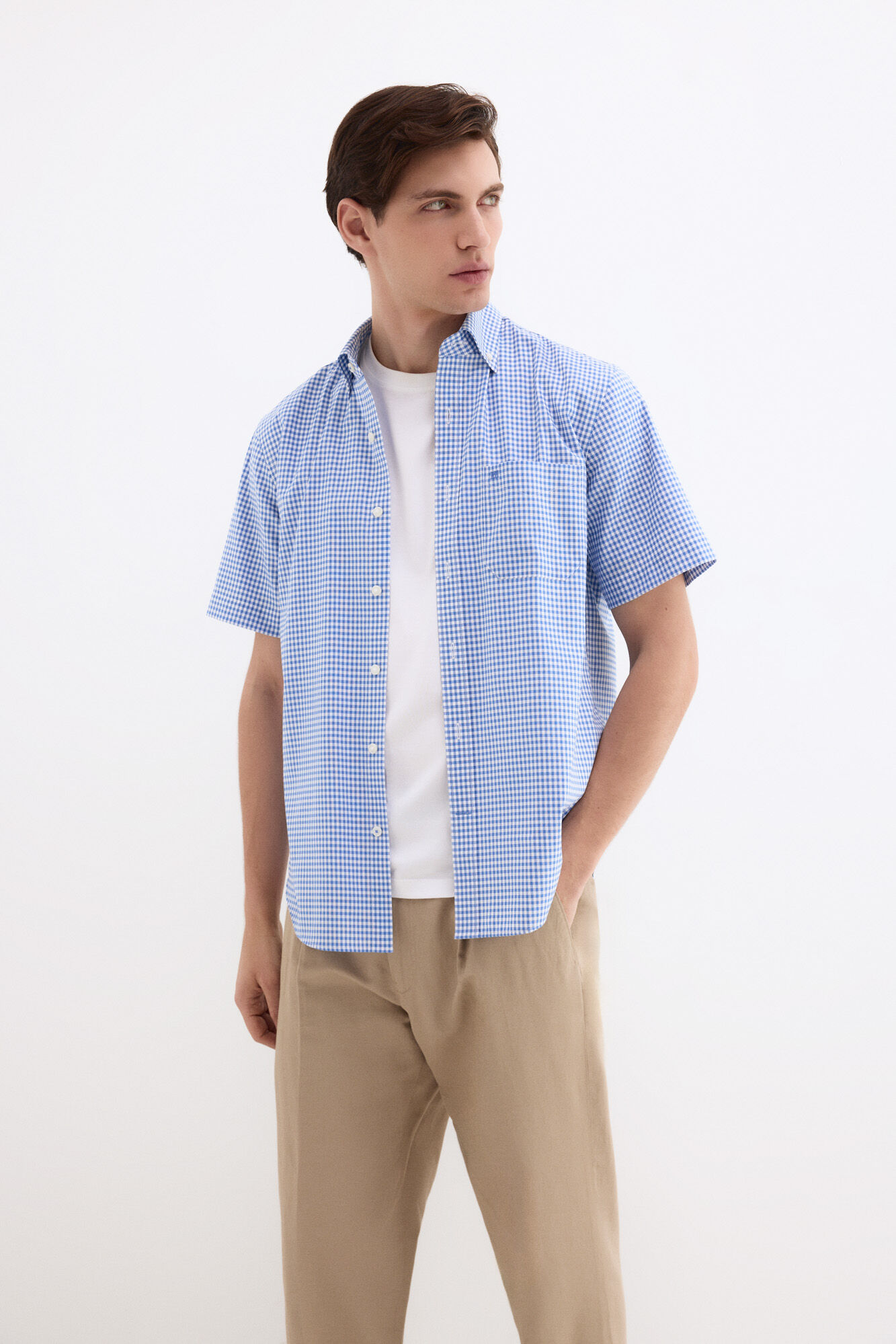 Pedro del Hierro Non iron plaid short sleeve shirt