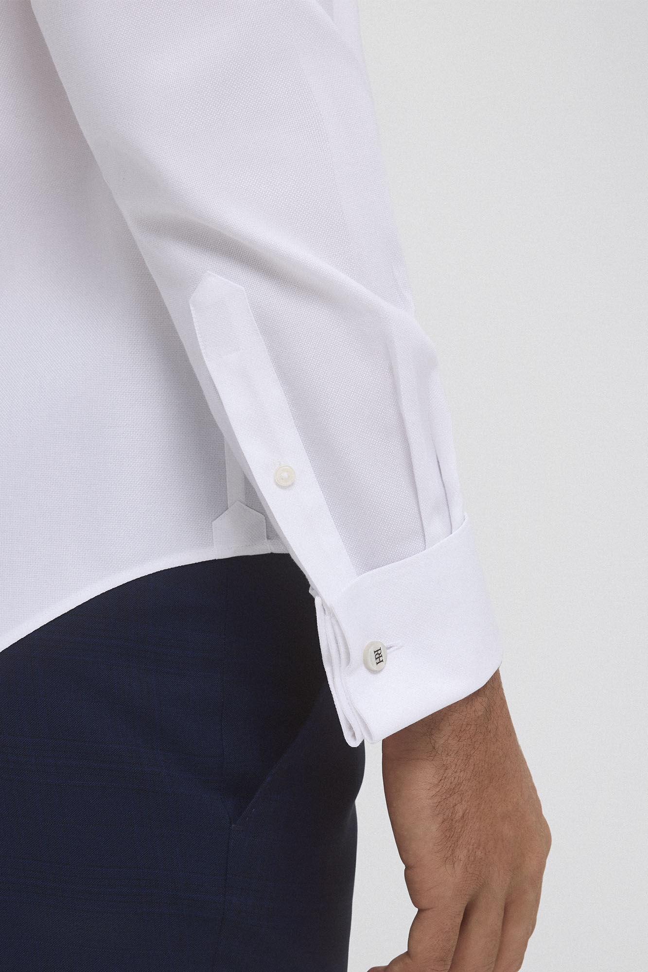 Pedro del Hierro Cufflink dress shirt non iron and stain resistant plain tailored fit White