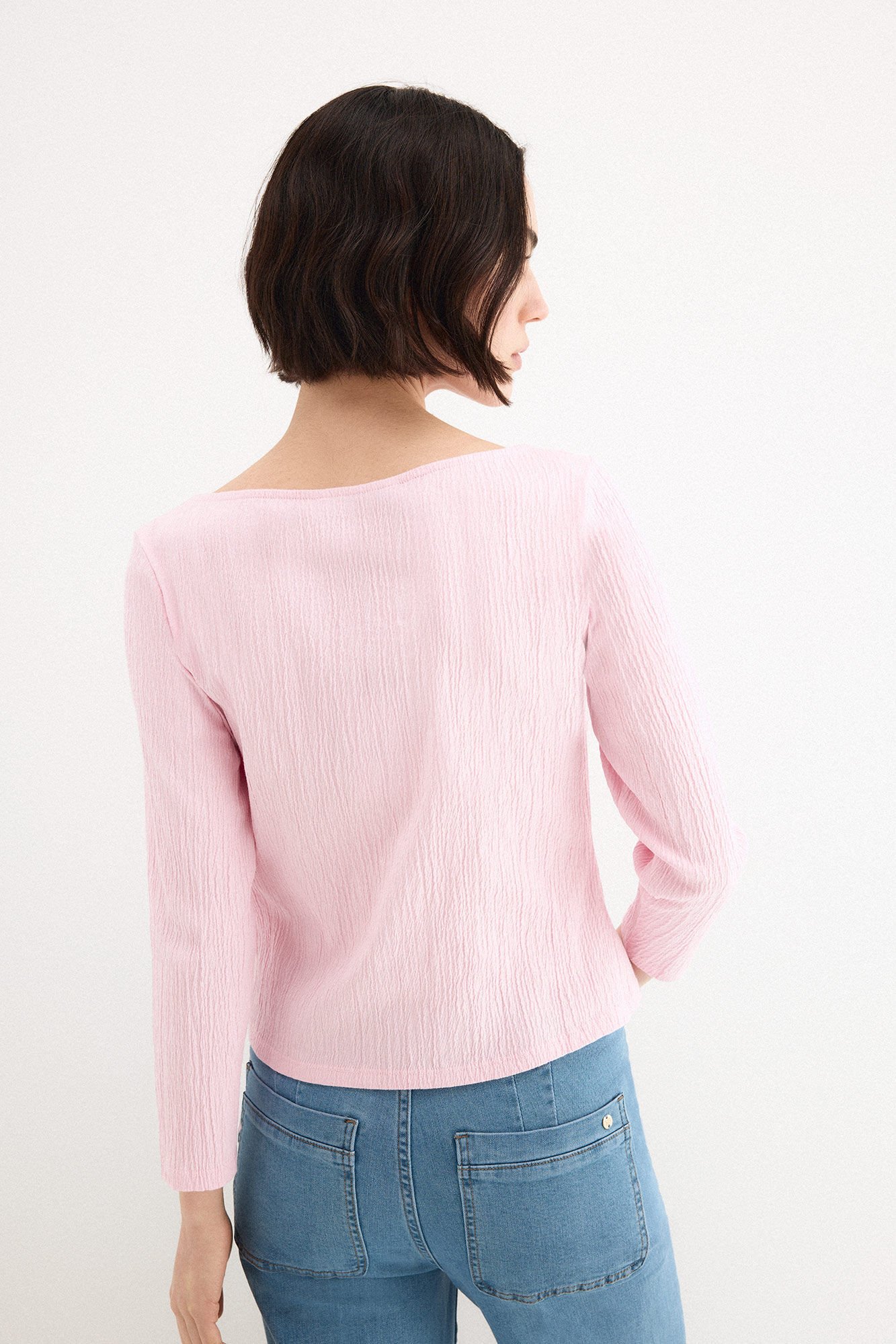 Pedro del Hierro Crinkled boat neck top Pink