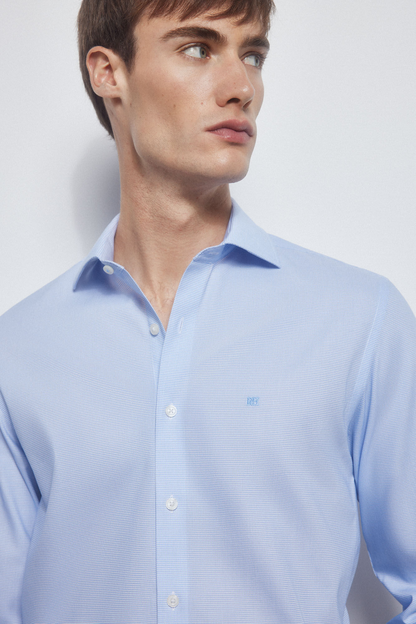 Pedro del Hierro Camisa formal quadrados non iron + antimanchas Azul
