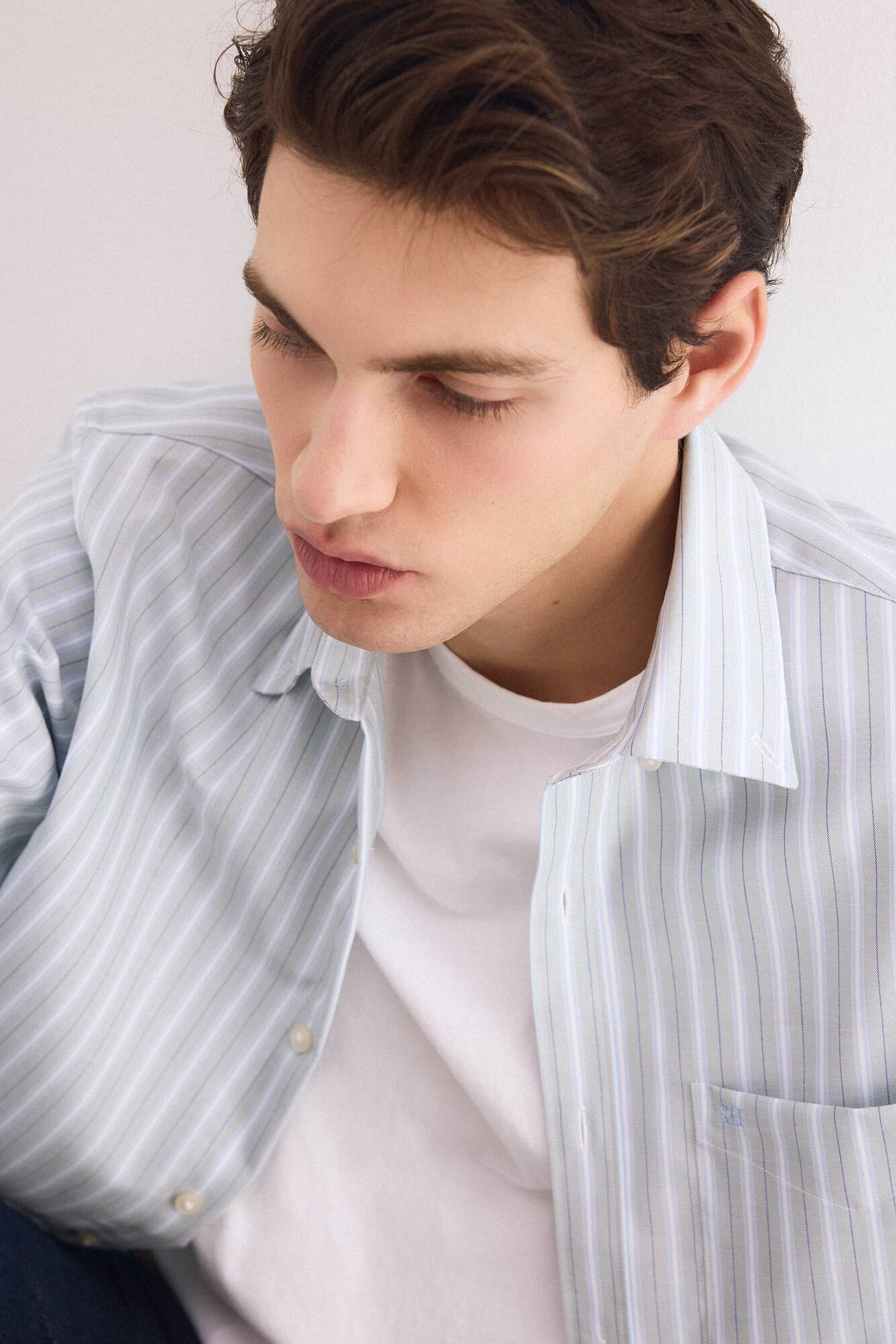 Pedro del Hierro Striped non-iron oxford shirt Green