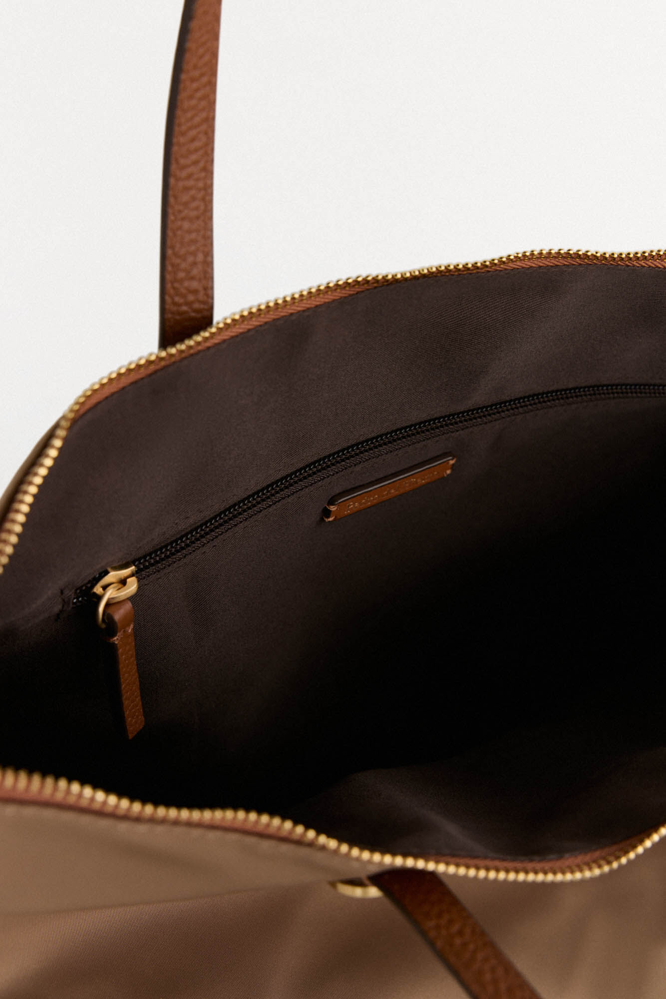 Pedro del Hierro Nylon shopper bag with zip fastening Beige