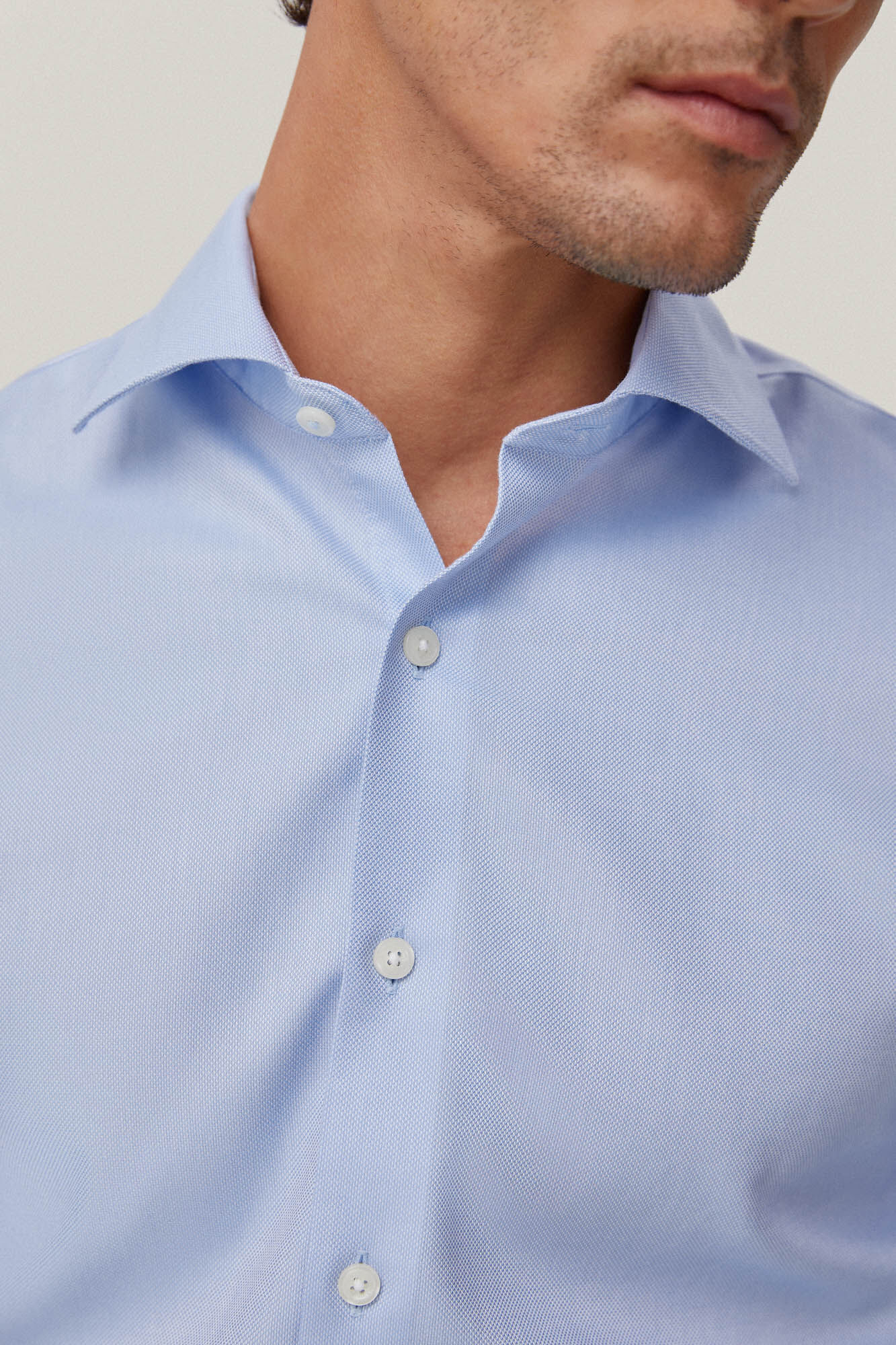 Pedro del Hierro Camisa vestir gemelos estructura lisa non iron + antimanchas Azul