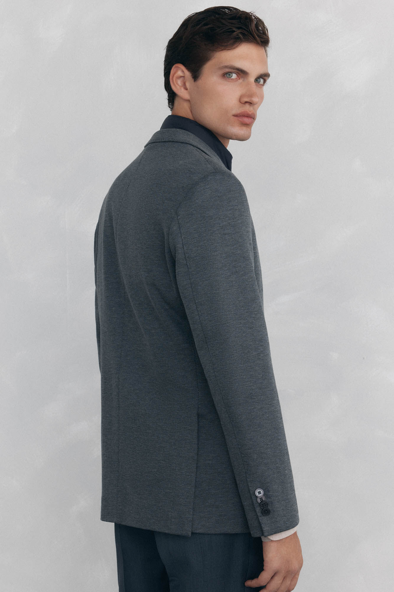 Pedro del Hierro Blazer b&aacute;sico de malha com vistas remov&iacute;veis Cizento