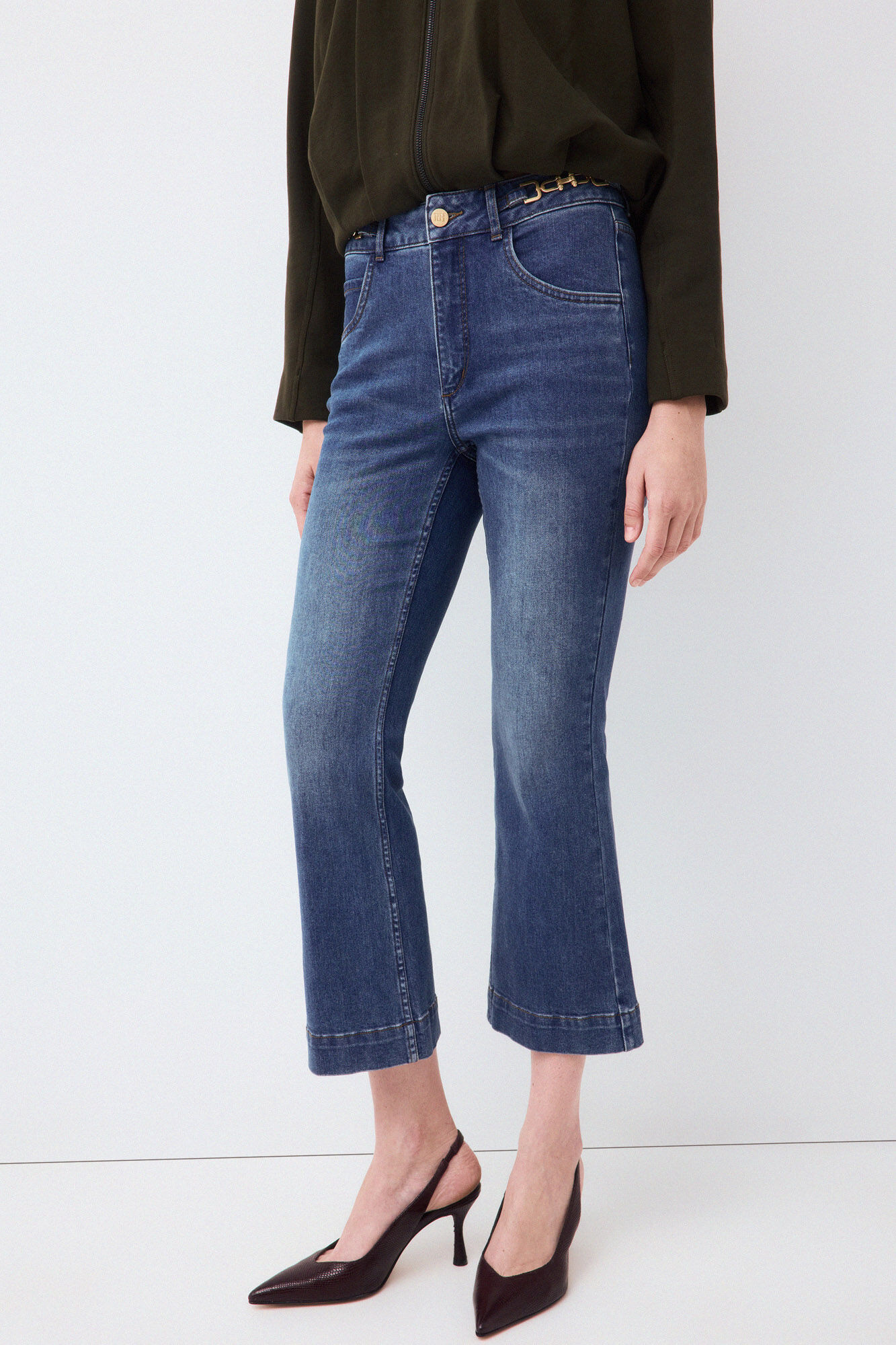 Pedro del Hierro Cropped flare jeans Blue